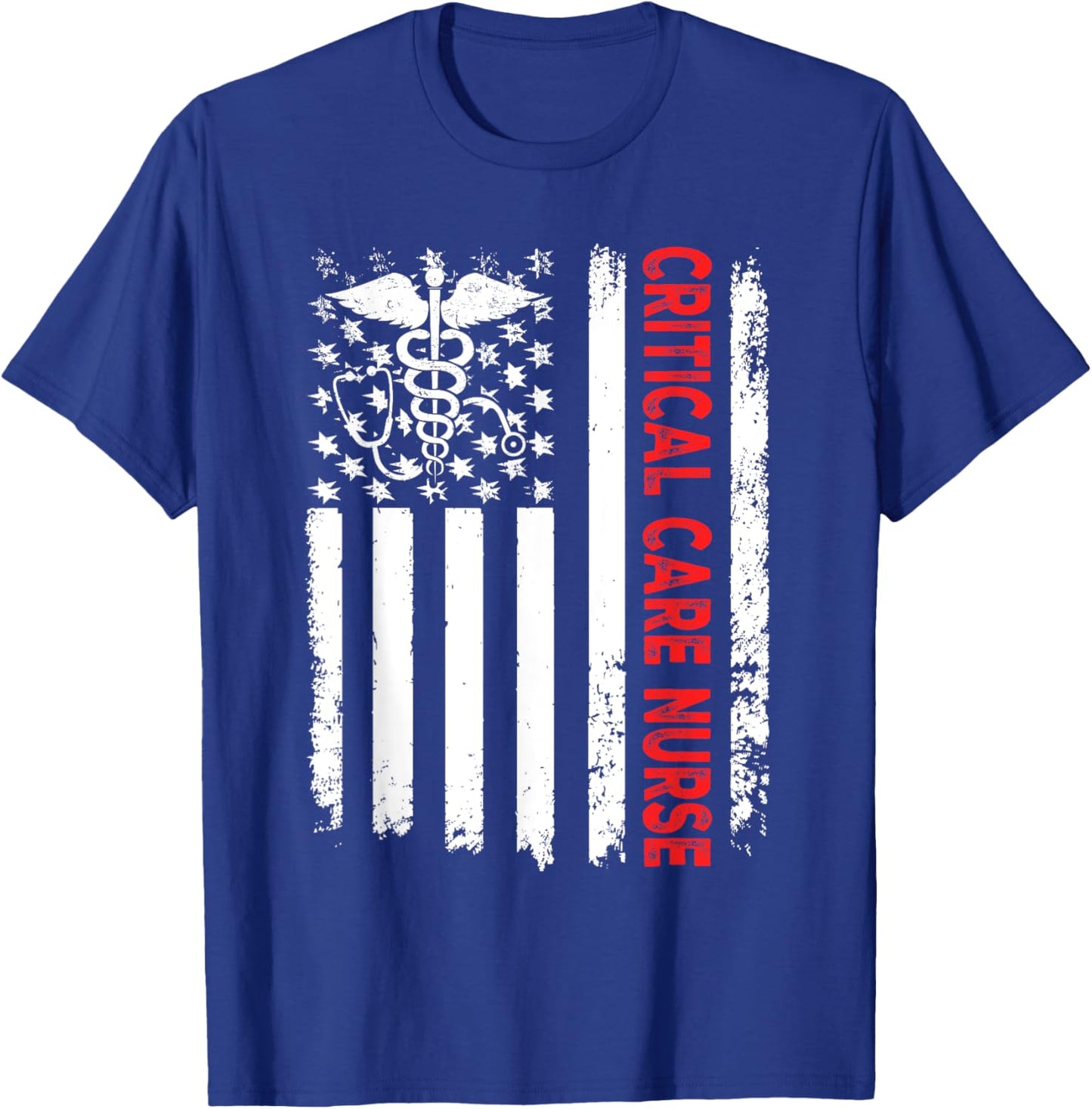 Critical Care Nurse American Flag Patriotic Registered Nurse Men T-Shirt - T-Shirt | Royal
