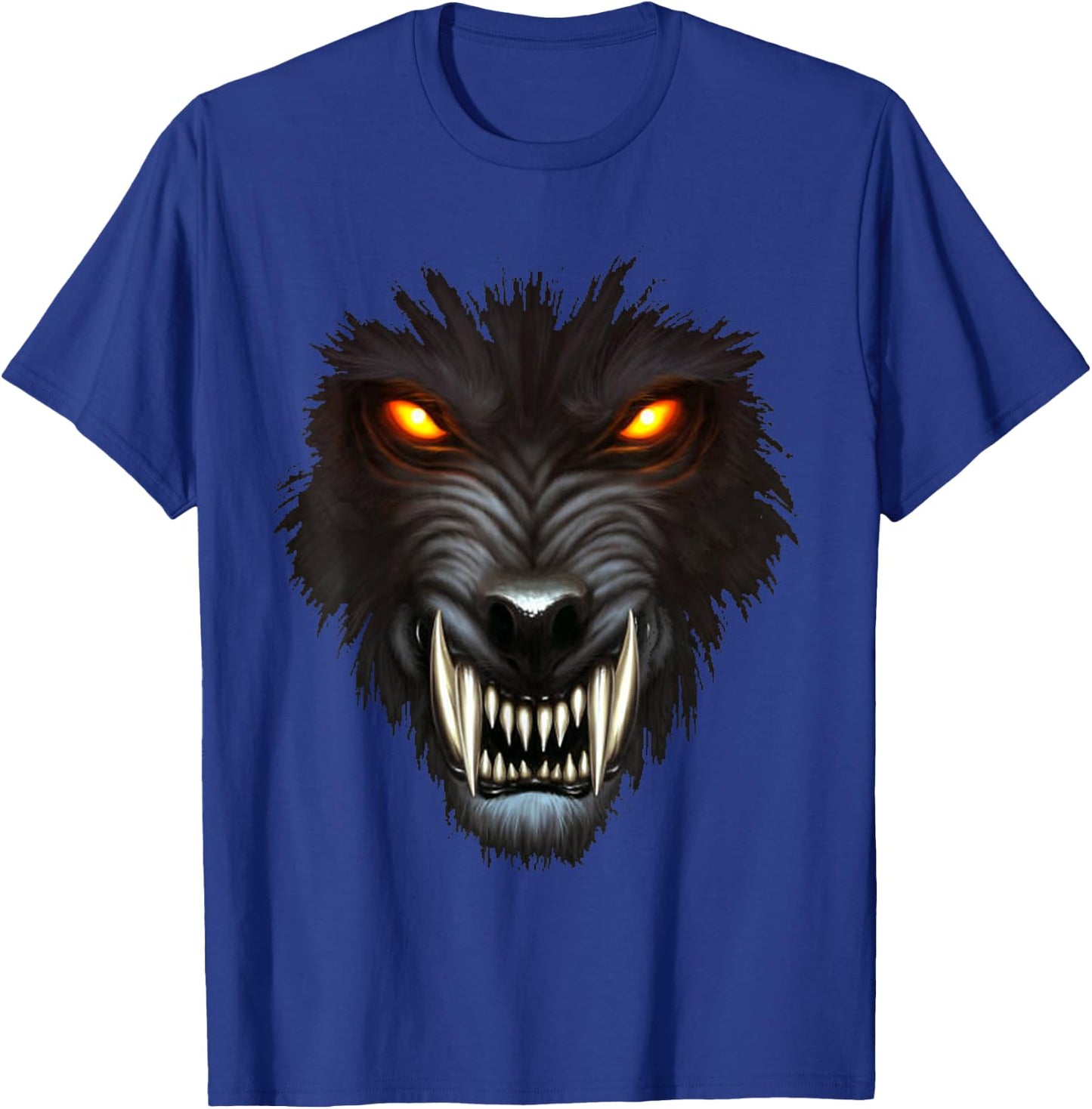 Werewolf Face Full Moon Scary Wolf Spooky Halloween Monster T-Shirt - T-Shirt | Royal
