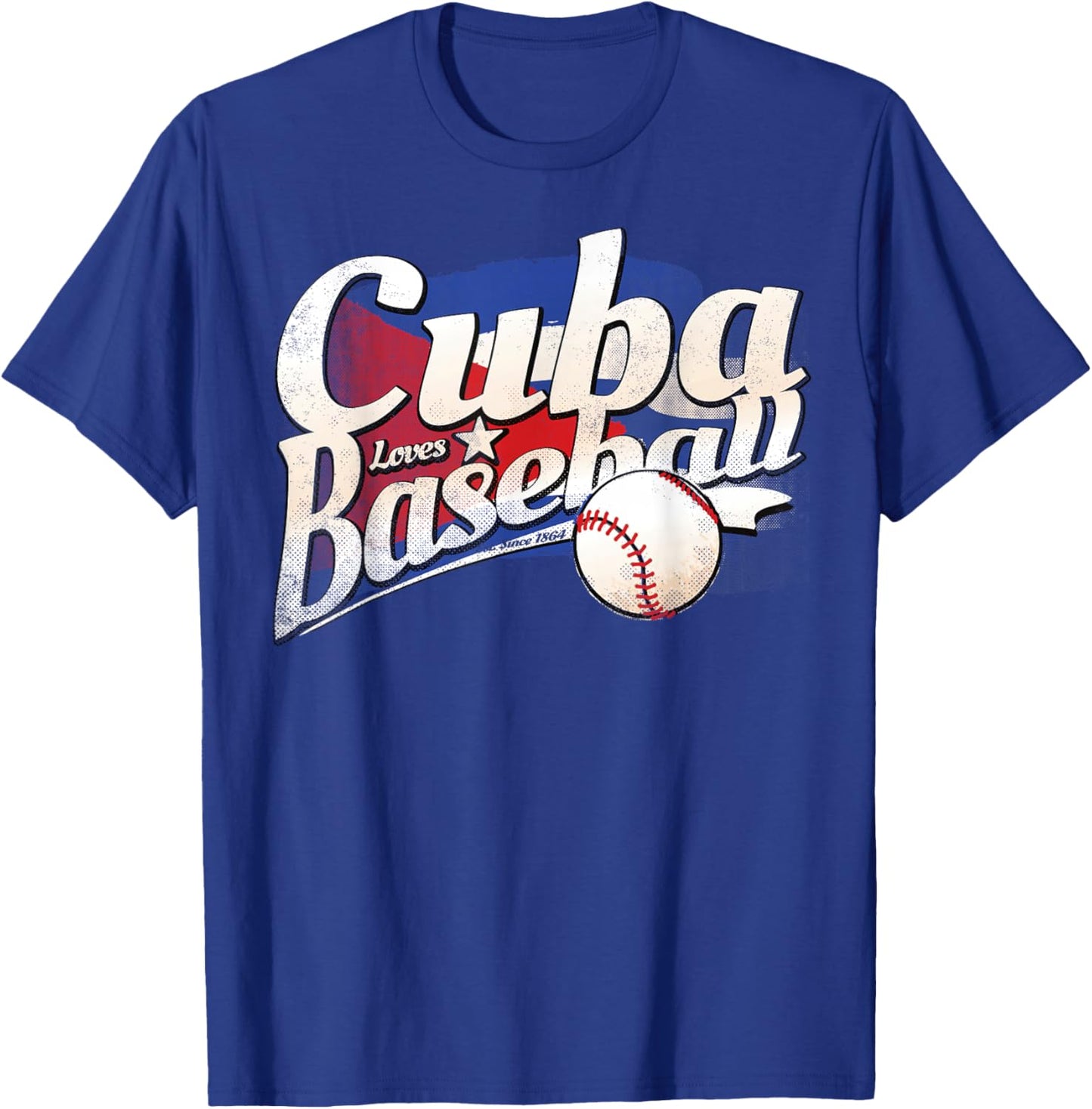 Cuba Baseball Shirt Cuban Flag Patriotic T-Shirt - T-Shirt | Royal