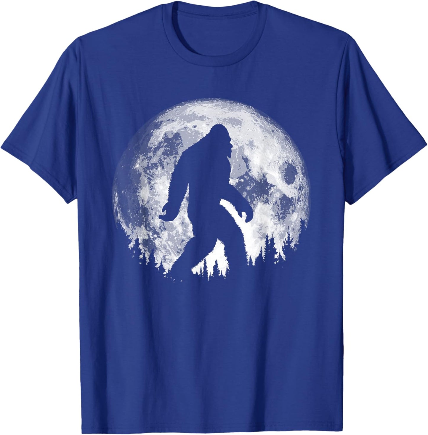 Bigfoot Night Stroll! Cool Full Moon & Trees Sasquatch T-Shirt - T-Shirt | Royal