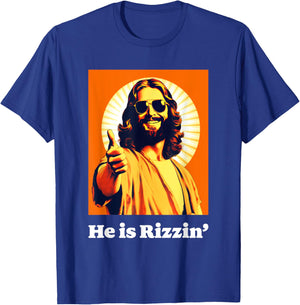 He Is Risen Cool Jesus Rizzin Funny Easter T-Shirt - T-Shirt | Royal
