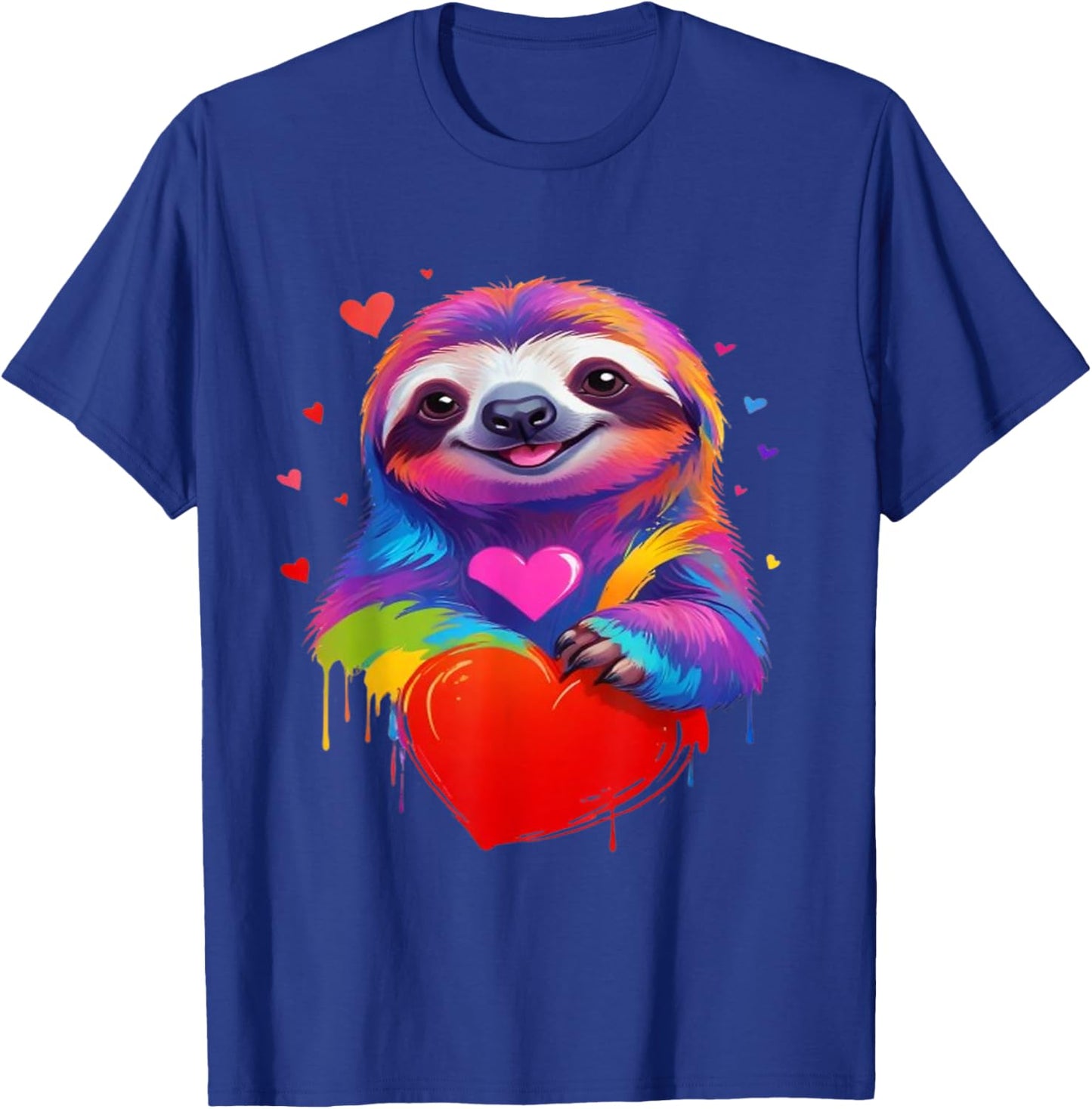 Colorful Sloth - Rainbow Sloth Heart Animal Lover T-Shirt - T-Shirt | Royal