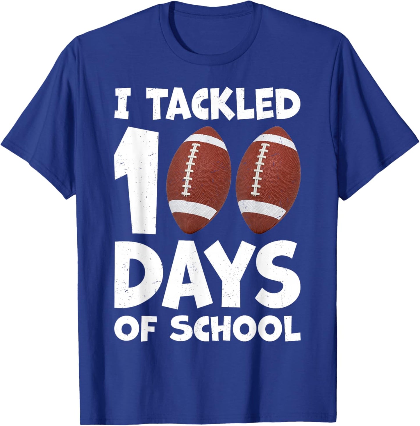 I Tackled 100 Days Of School Football 100th Day Party Boys T-Shirt - T-Shirt | Royal