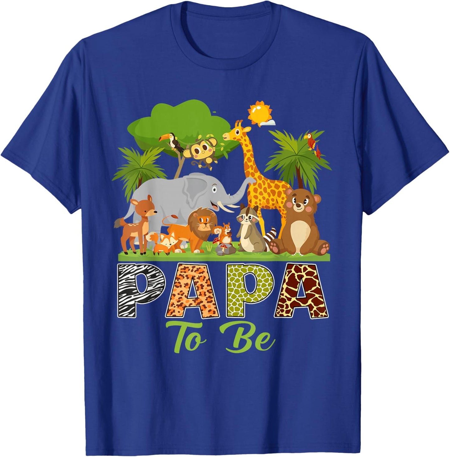 Soon To Be Papa Jungle Animal Safari Baby Announcement T-Shirt - T-Shirt | Royal