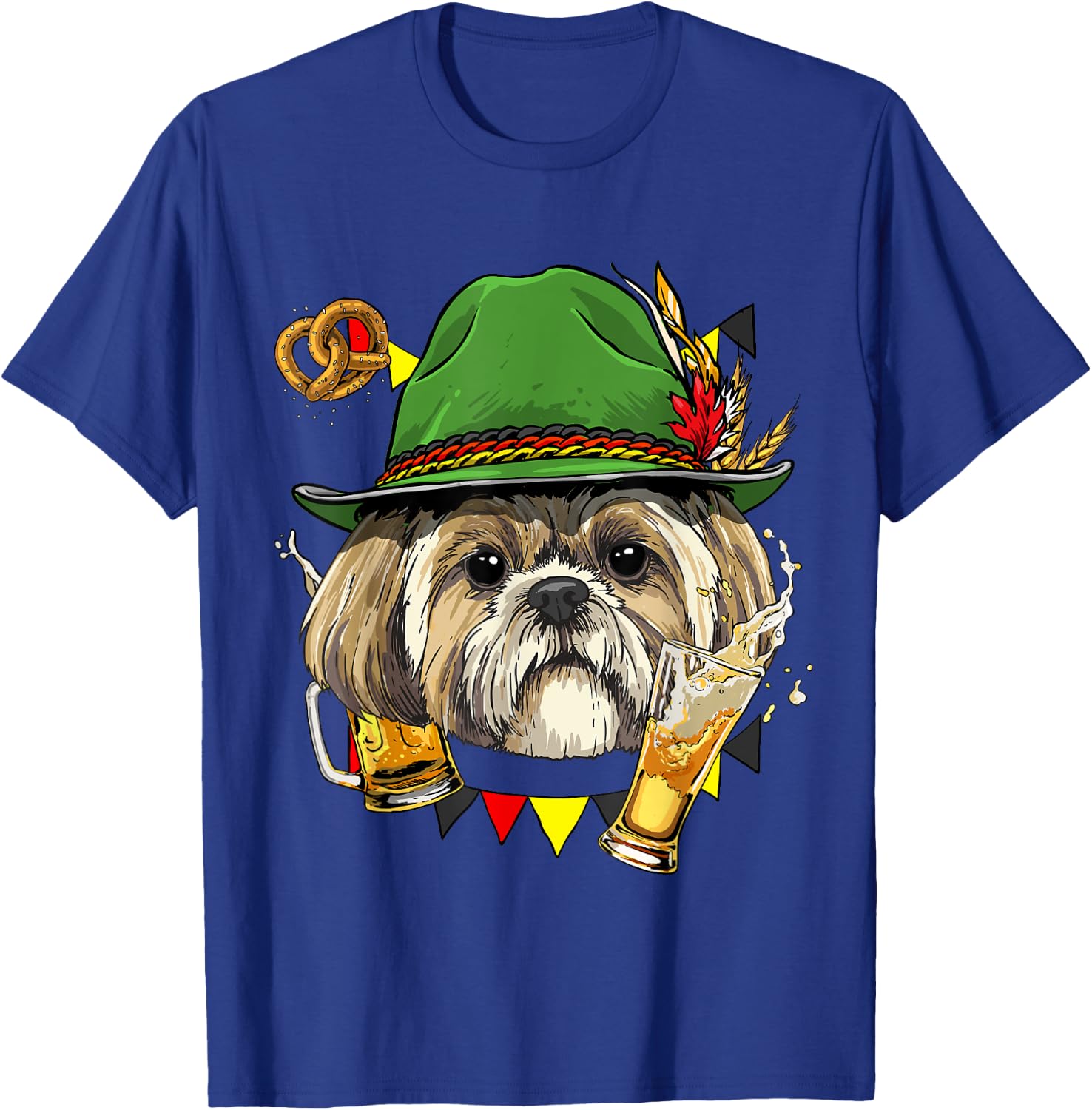 Shih Tzu Oktoberfest Dog Lover Lederhosen Beer Fest German T-Shirt - T-Shirt | Royal