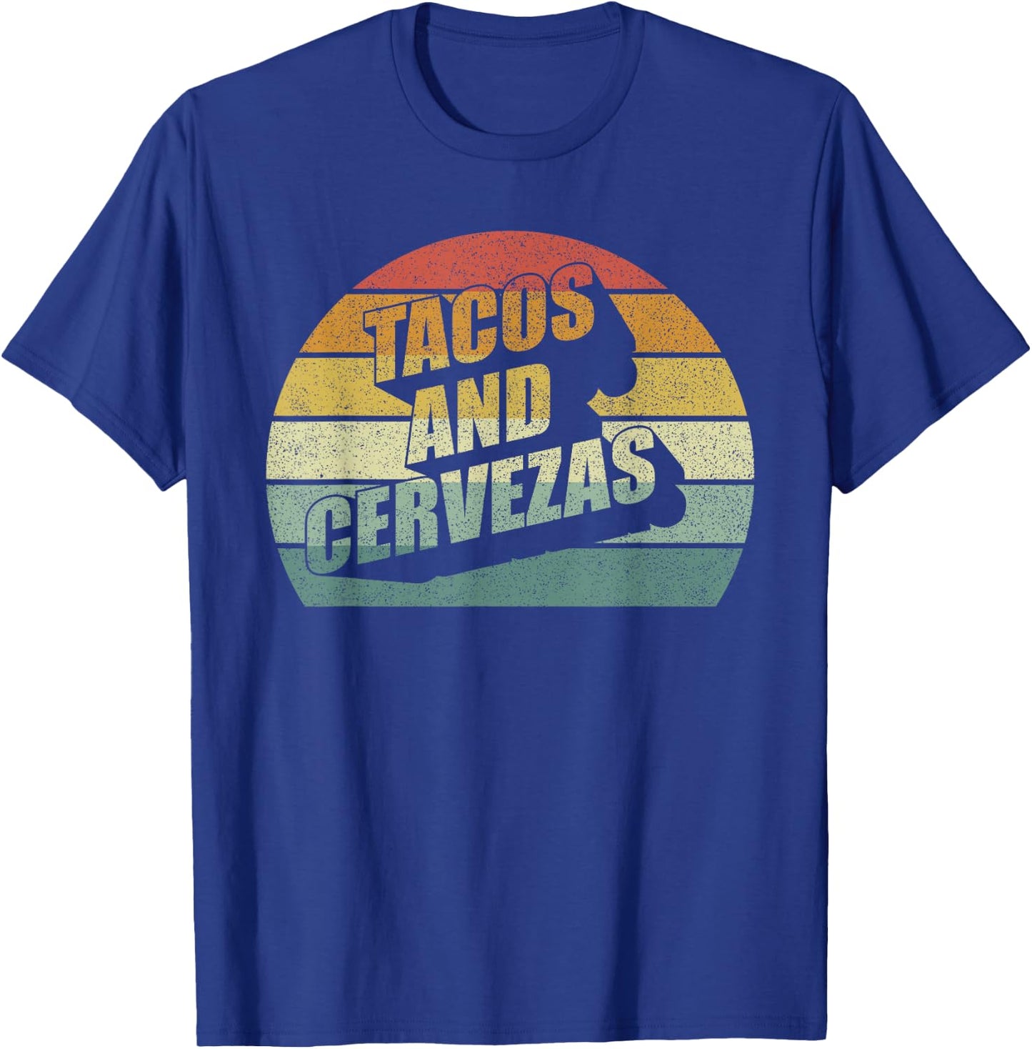 Retro Tacos And Cervezas Funny Taco Beer Party Gifts Vintage T-Shirt - T-Shirt | Royal