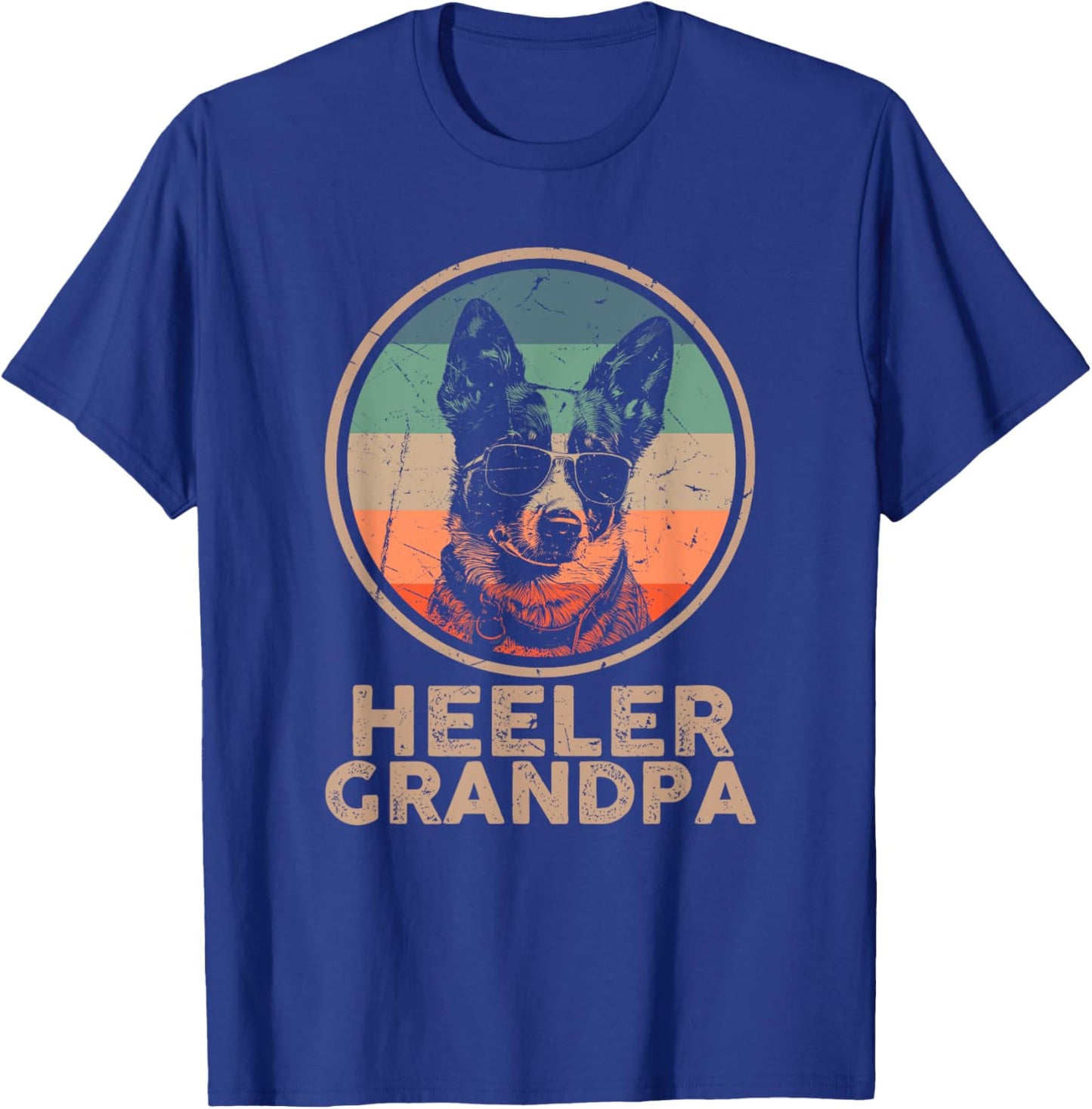Vintage Heeler Dog Grandpa Grandpaw Dog Lover Gifts Men Dad T-Shirt - T-Shirt | Royal