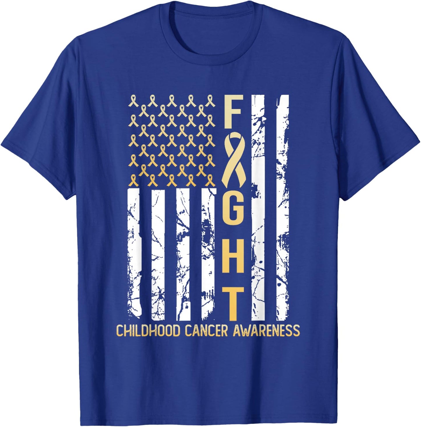 USA Gold Flag Childhood Cancer Awareness Month September T-Shirt - T-Shirt | Royal