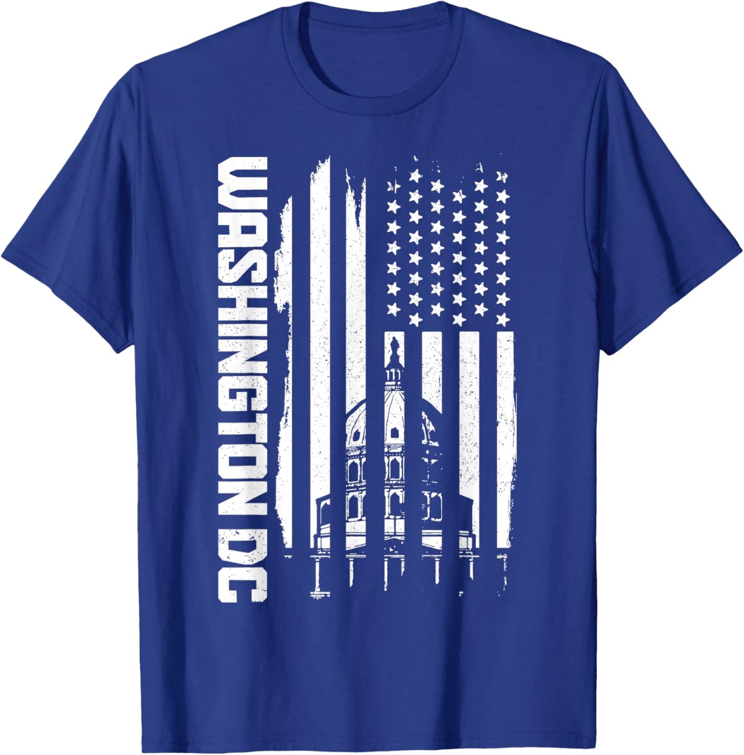 Washington D.C. USA American Flag Patriotic Vintage T-Shirt - T-Shirt | Royal