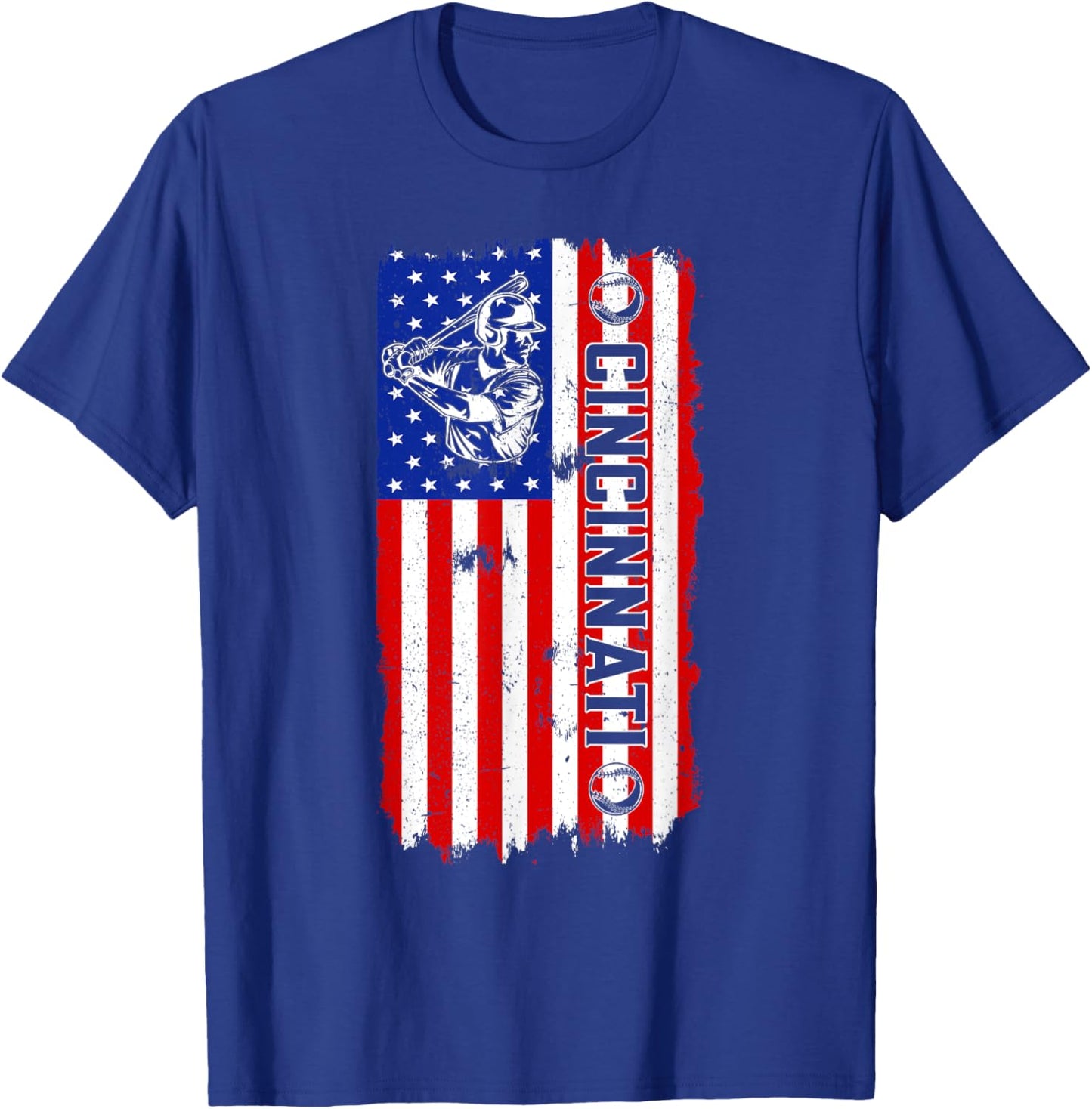 Vintage Style Cincinnati Baseball and Men T-Shirt - T-Shirt | Royal