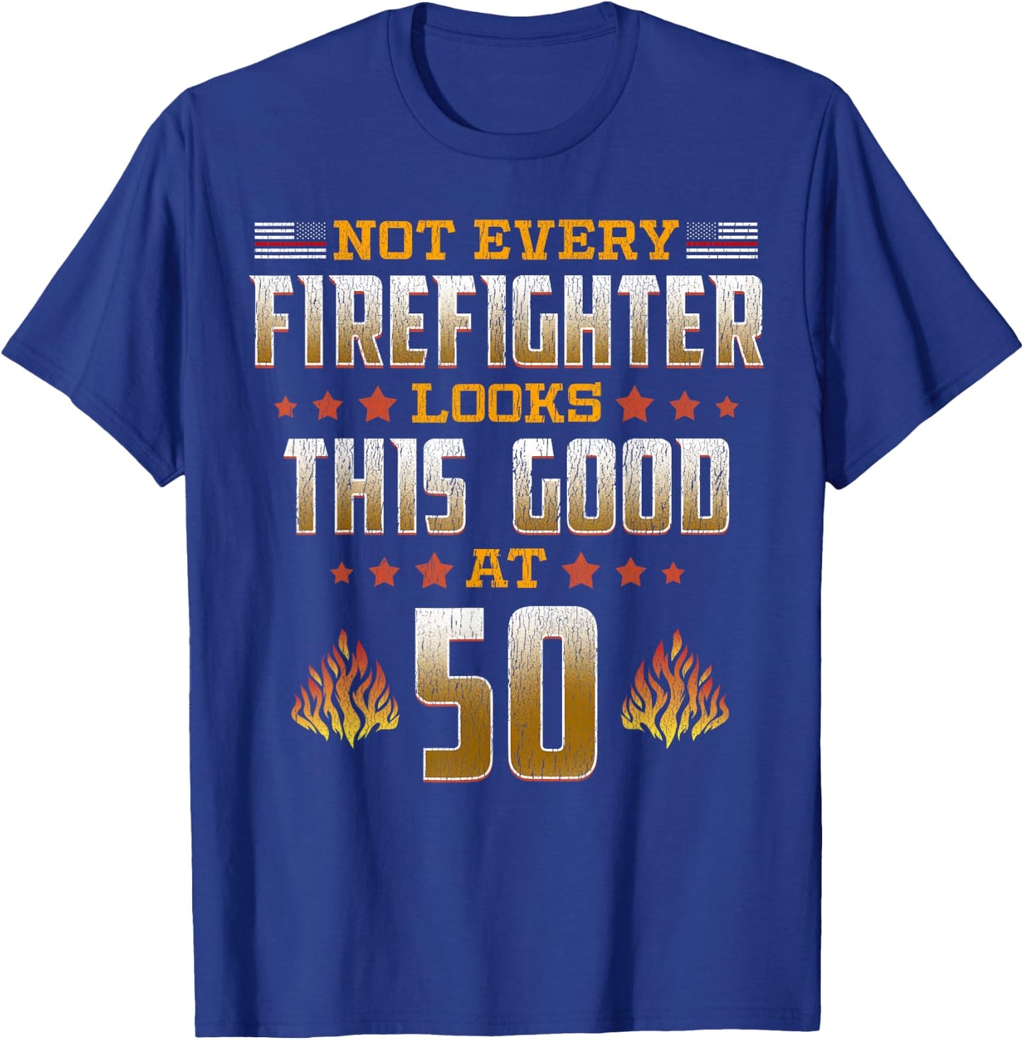 Firefighter 50th Birthday T-Shirt - T-Shirt | Royal