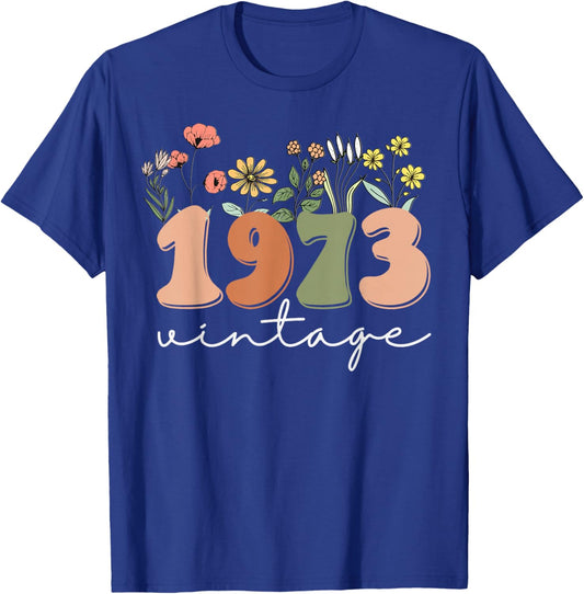 50 Years Old Vintage 1973 50th Birthday Wildflower Women T-Shirt - T-Shirt | Royal