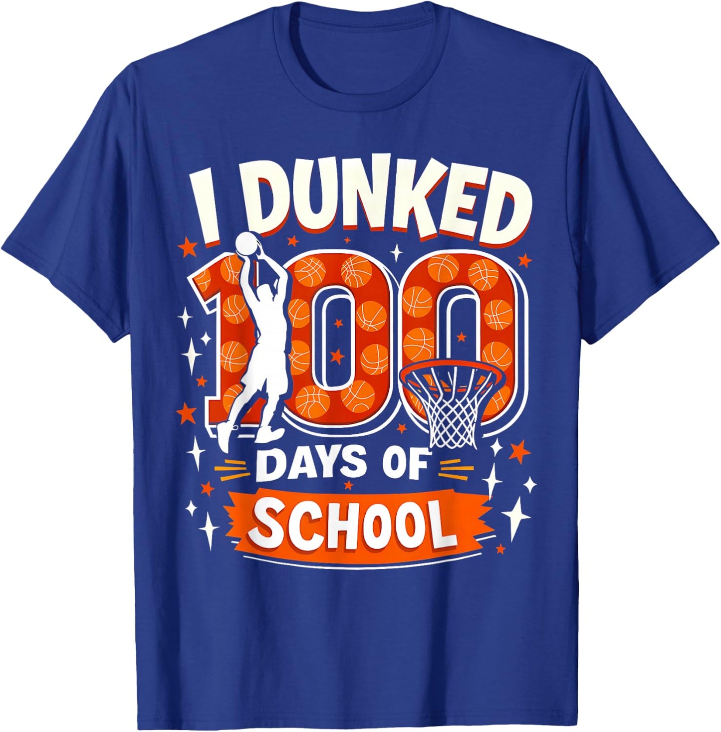 I Dunked 100 Days of School Boys Basketball 100th Day Kids T-Shirt - T-Shirt | Royal