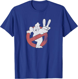 Ghostbusters Distressed Logo Ghostbusters II Retro Movie T-Shirt - T-Shirt | Royal