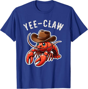 Mud Bug Apparel Gifts & Decor Shop Funny Crawfish Wearing Cowboy Hat Yee Claw Cajun Boil -Adults & Kids T-Shirt - T-Shirt | Royal