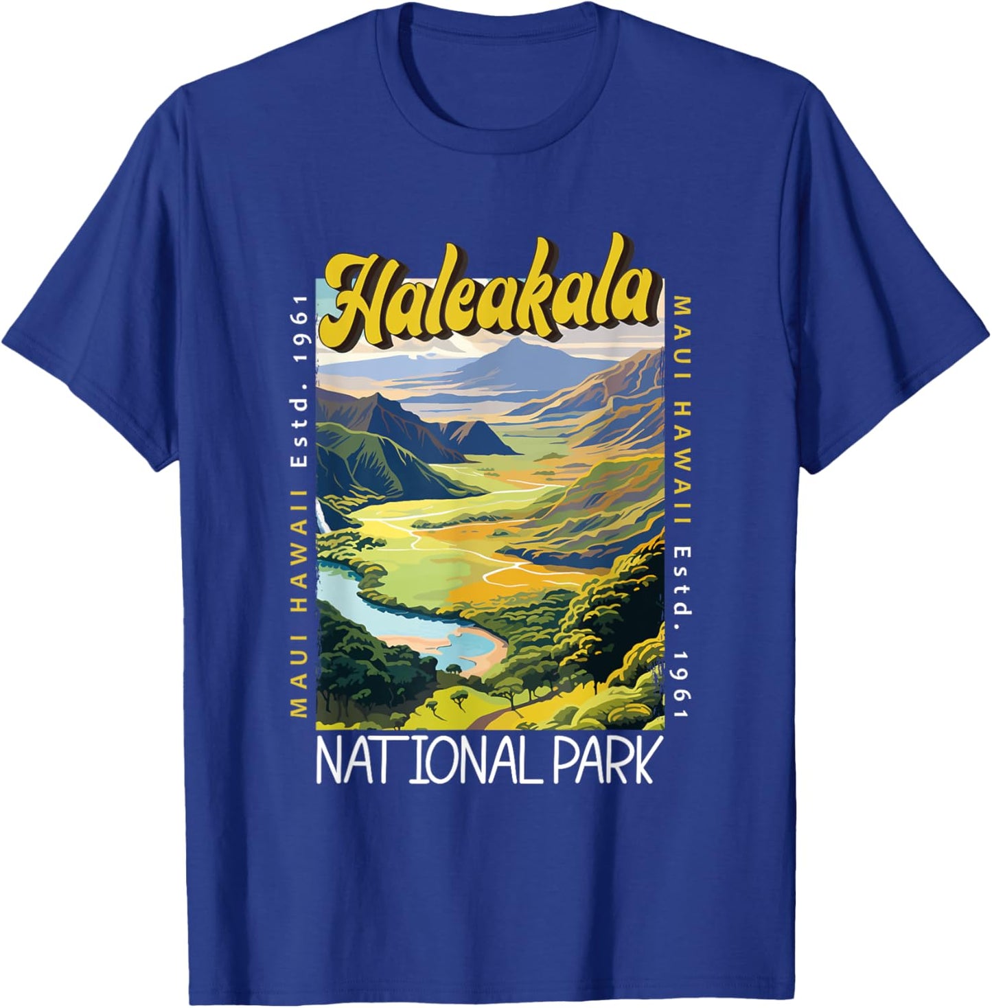 Haleakala National Park Illustration Retro Distressed T-Shirt - T-Shirt | Royal