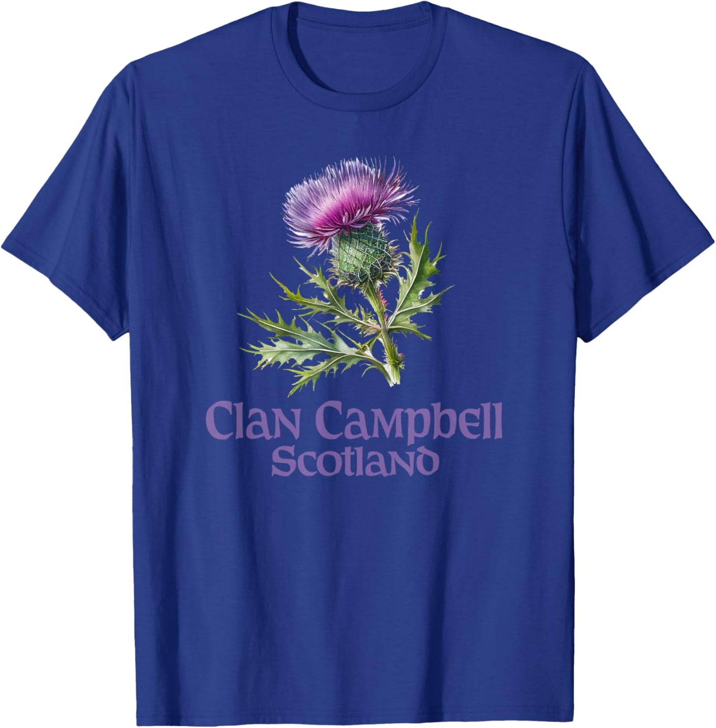 Utopia Sport Clan Campbell Shop Clan Campbell Scotland Watercolor Thistle T-Shirt - T-Shirt | Royal