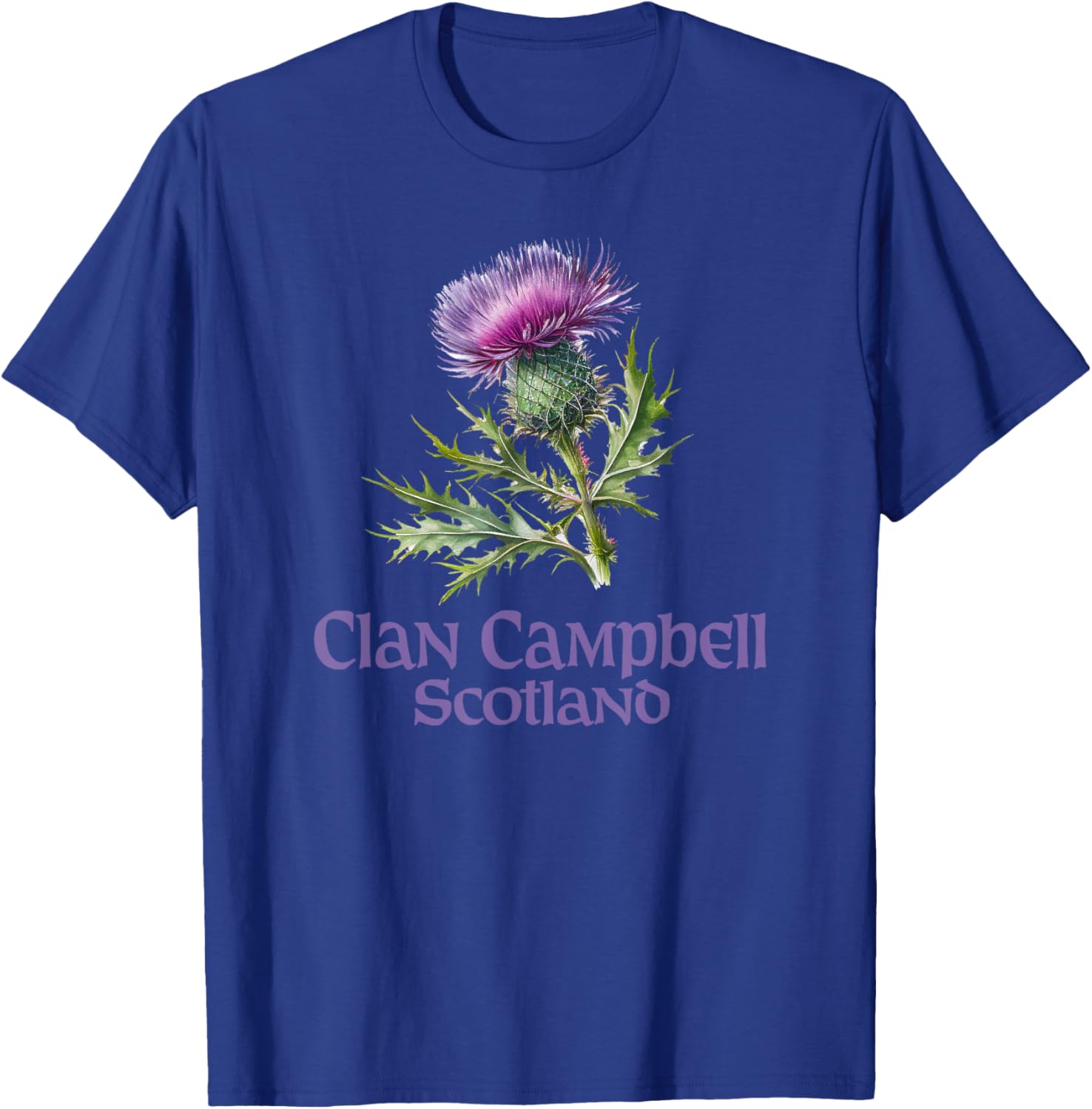 Utopia Sport Clan Campbell Shop Clan Campbell Scotland Watercolor Thistle T-Shirt - T-Shirt | Royal