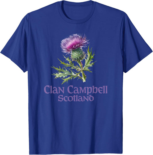 Utopia Sport Clan Campbell Shop Clan Campbell Scotland Watercolor Thistle T-Shirt - T-Shirt | Royal