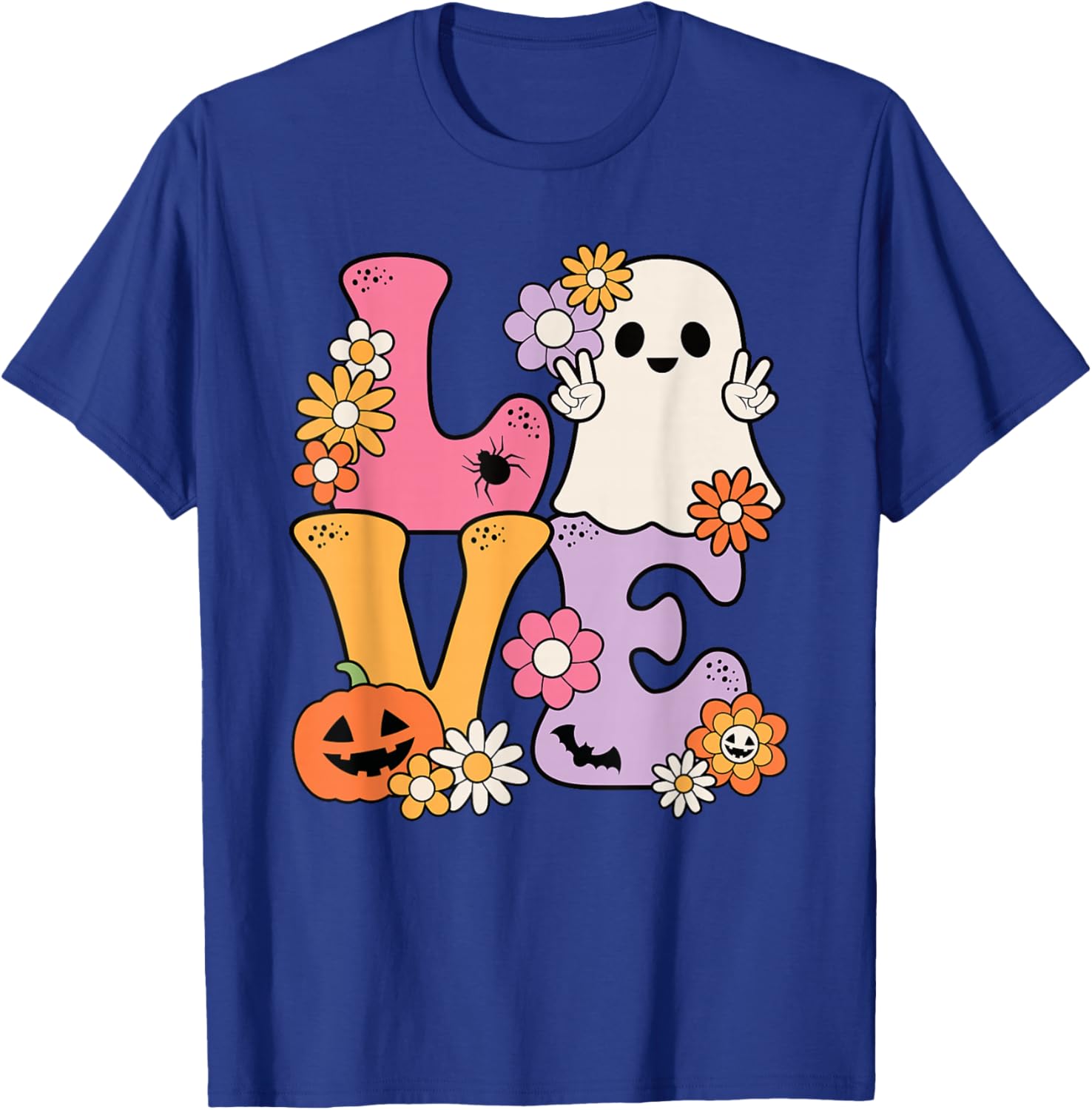 Groovy Halloween Love Costume Ghost Pumpkin Women Girls Kids T-Shirt - T-Shirt | Royal