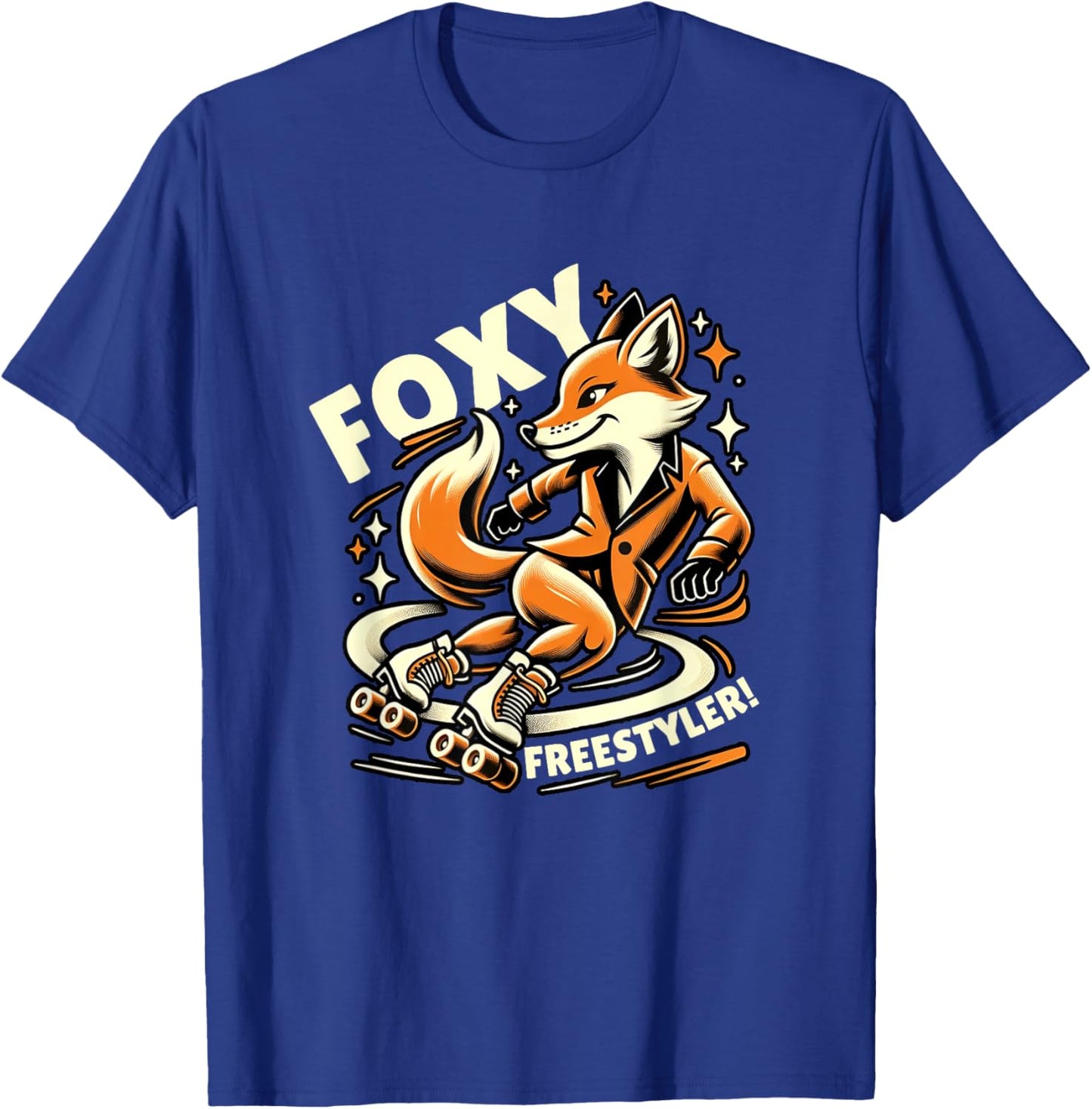Foxy Freestyler Roller Skating Fox Retro Rollerblading T-Shirt - T-Shirt | Royal