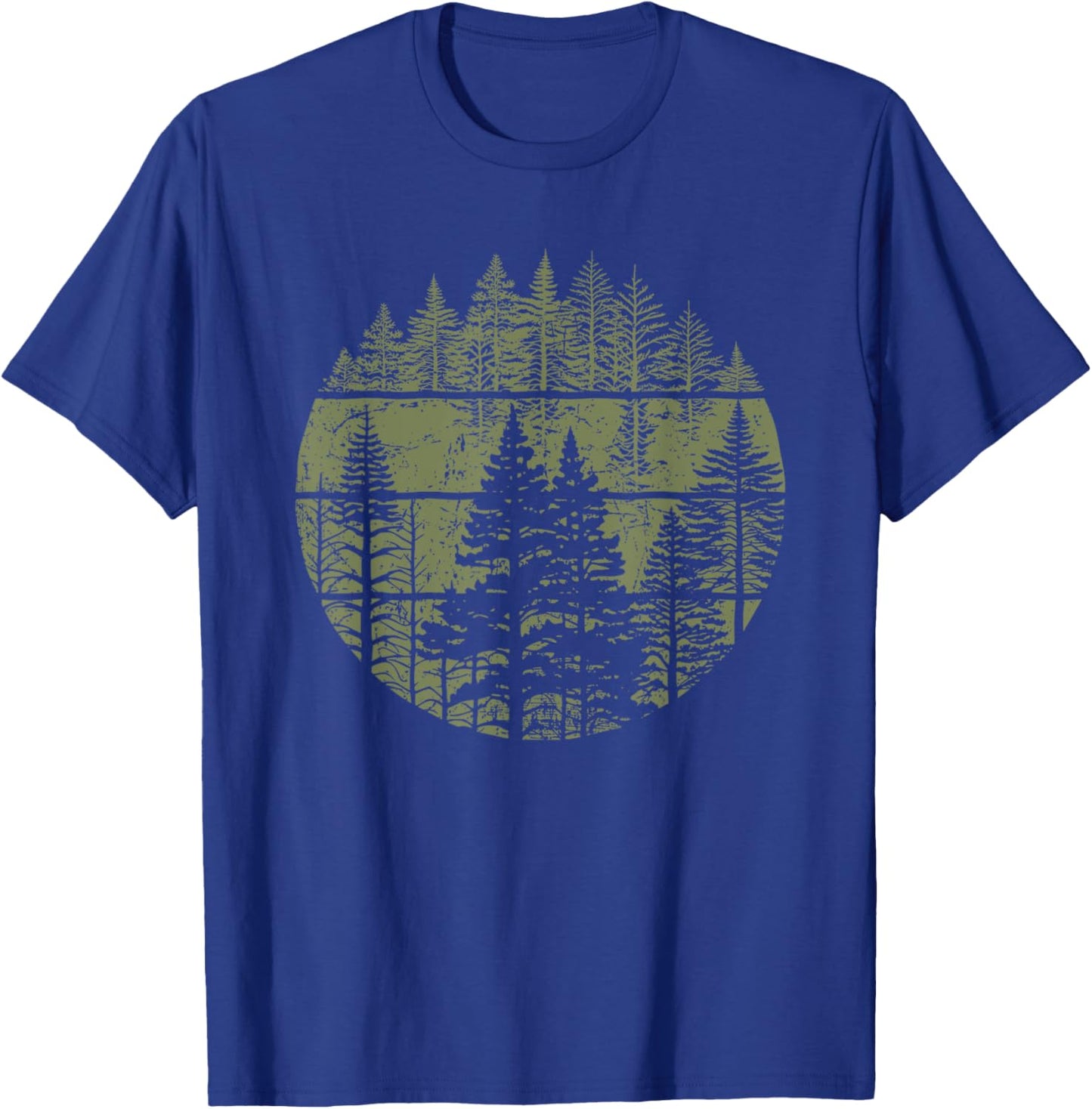 Retro Forest Trees Outdoors Nature Women Men Vintage Graphic T-Shirt - T-Shirt | Royal