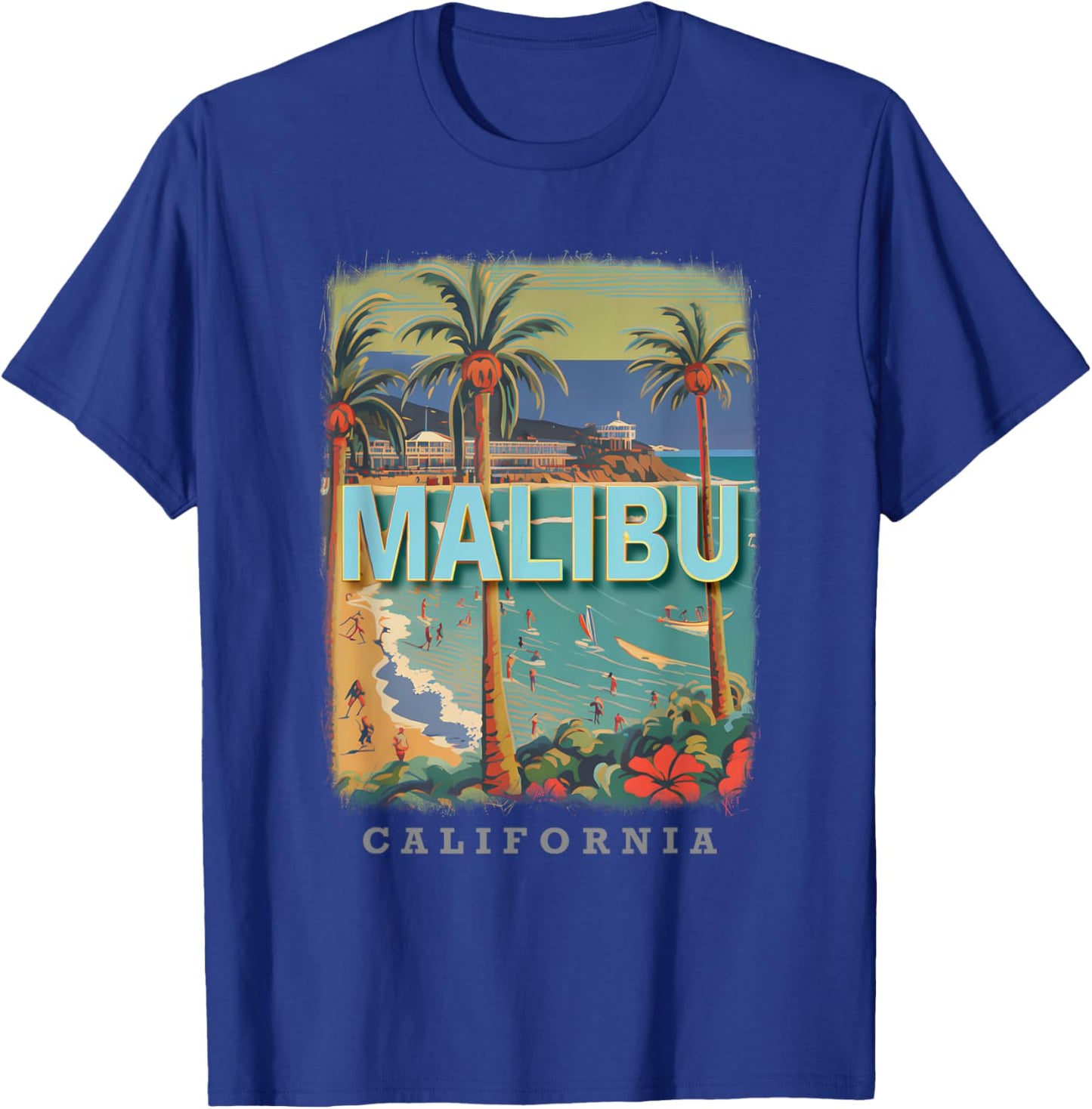 Malibu California CA Surfer's Paradise SD564 T-Shirt - T-Shirt | Royal