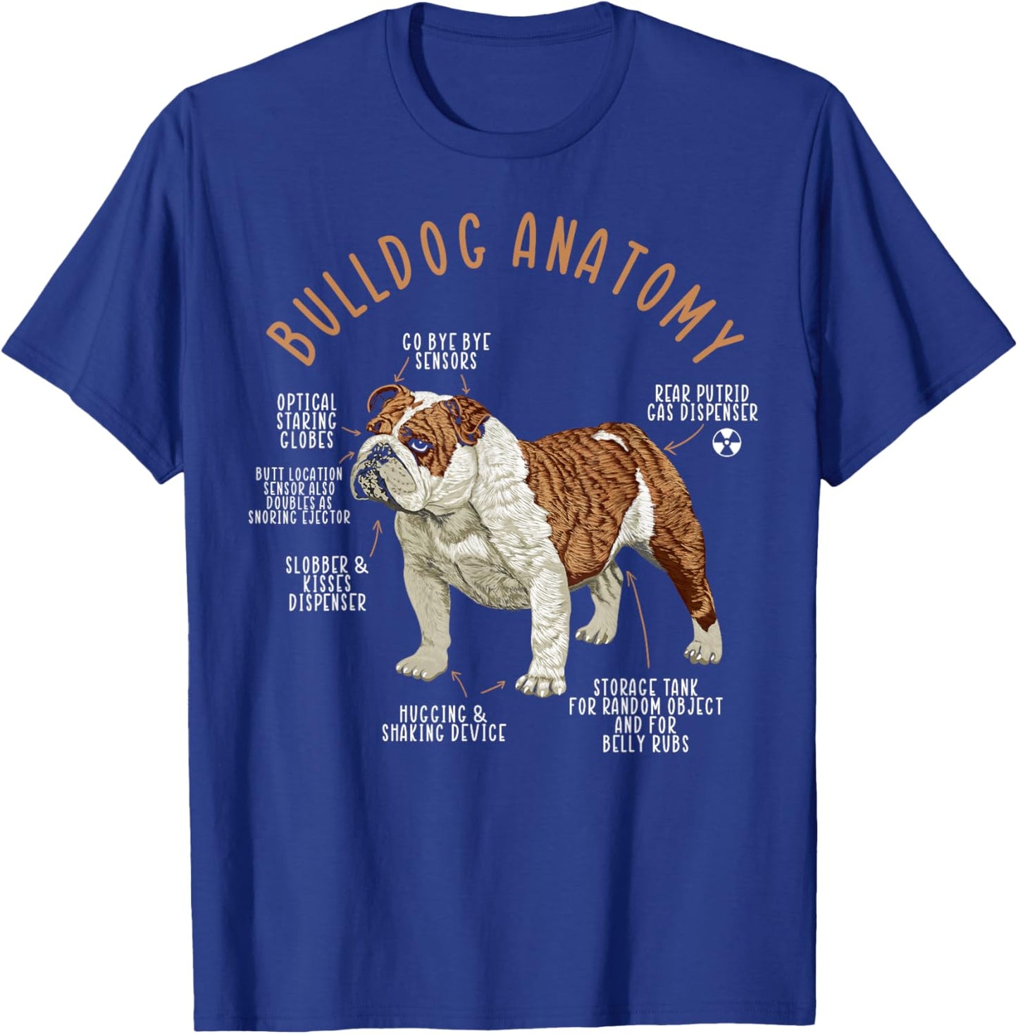 English Bulldog Anatomy Dog Biology Dog Lover T-Shirt - T-Shirt | Royal