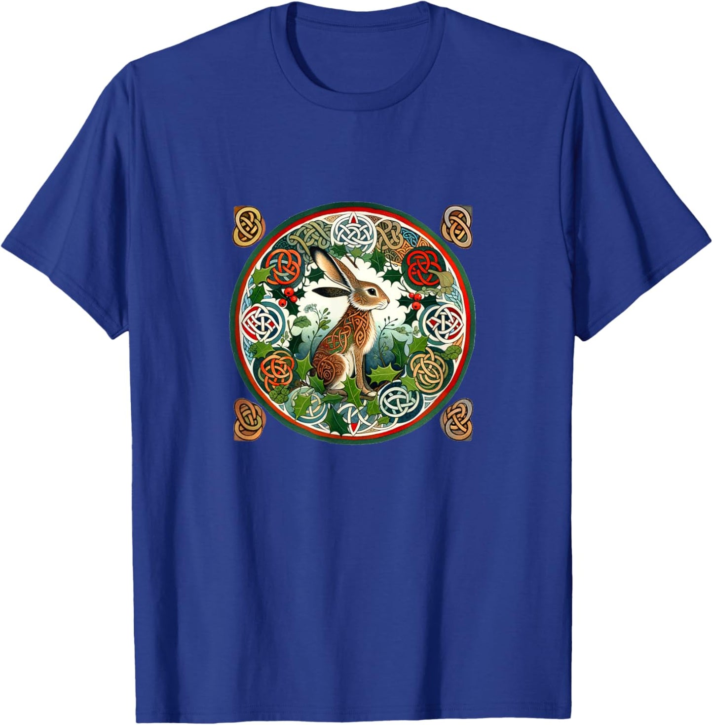 English Ivy Hare Illustration Garden Celtic Holly T-Shirt - T-Shirt | Royal
