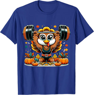Weightlifting Turkey Thanksgiving Power Snatch Room For Pie T-Shirt - T-Shirt | Royal