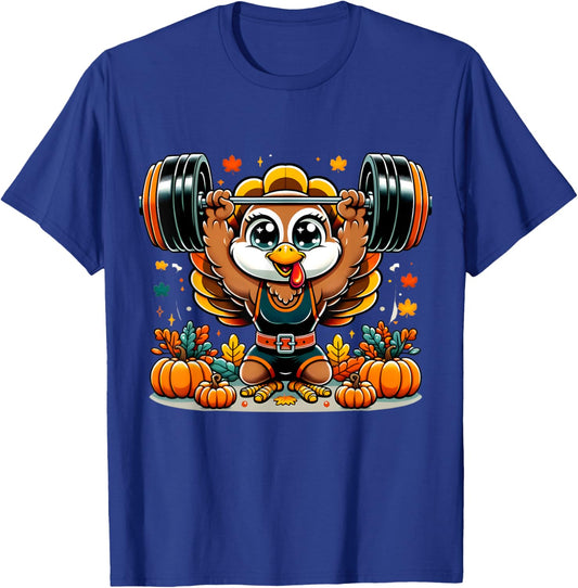 Weightlifting Turkey Thanksgiving Power Snatch Room For Pie T-Shirt - T-Shirt | Royal