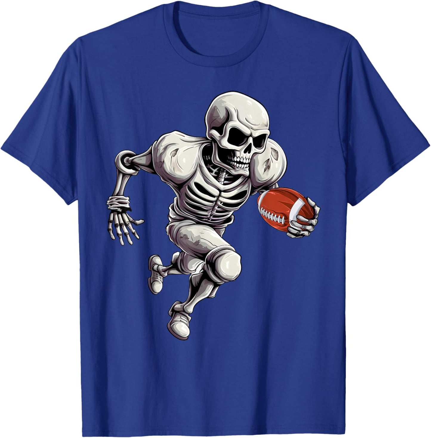 Football Skeleton Playing Football Halloween Skull Lover T-Shirt - T-Shirt | Royal