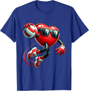 Funny Heart Playing Volleyball Valentines Day Boys Kids T-Shirt - T-Shirt | Royal