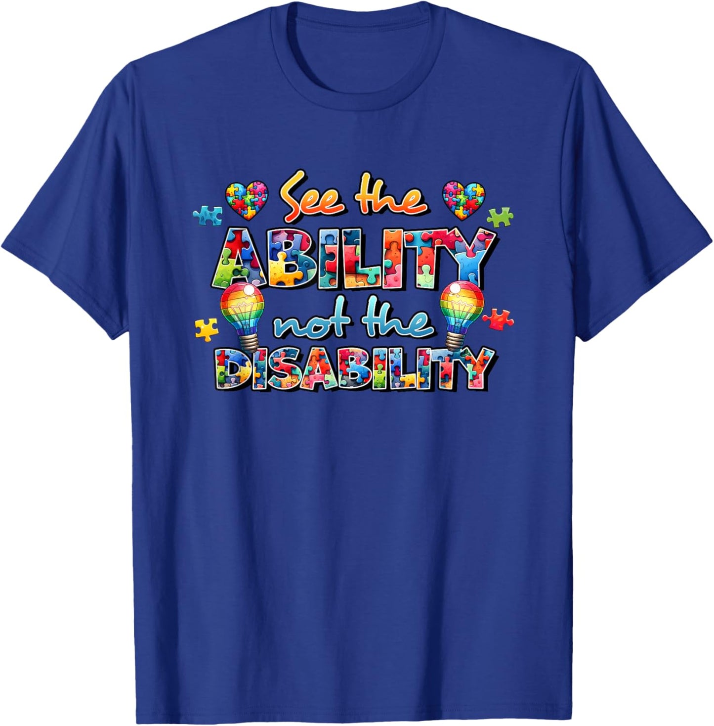 Autism Awareness Heart for Friends and Family T-Shirt - T-Shirt | Royal
