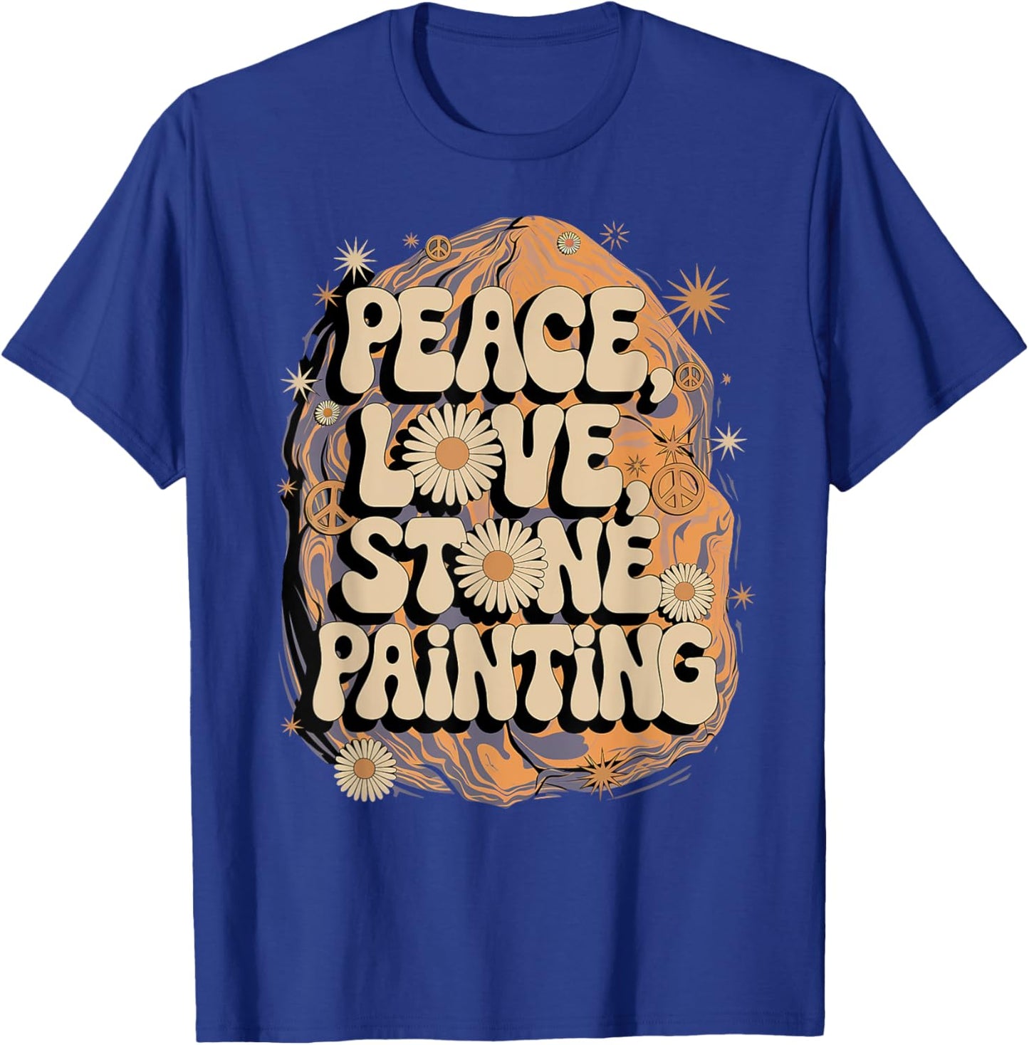 Stone Painter Peinture sur pierre style hippie rétro années 60 70 T-Shirt - T-Shirt | Royal
