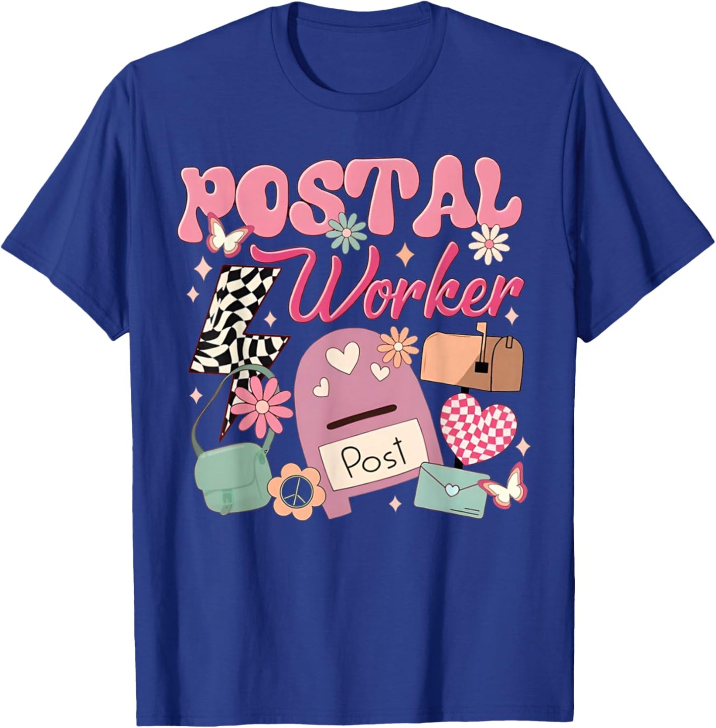 Funny Retro Postal Worker Post Office Delivery Mailman Life , Small, Black T-Shirt - T-Shirt | Royal