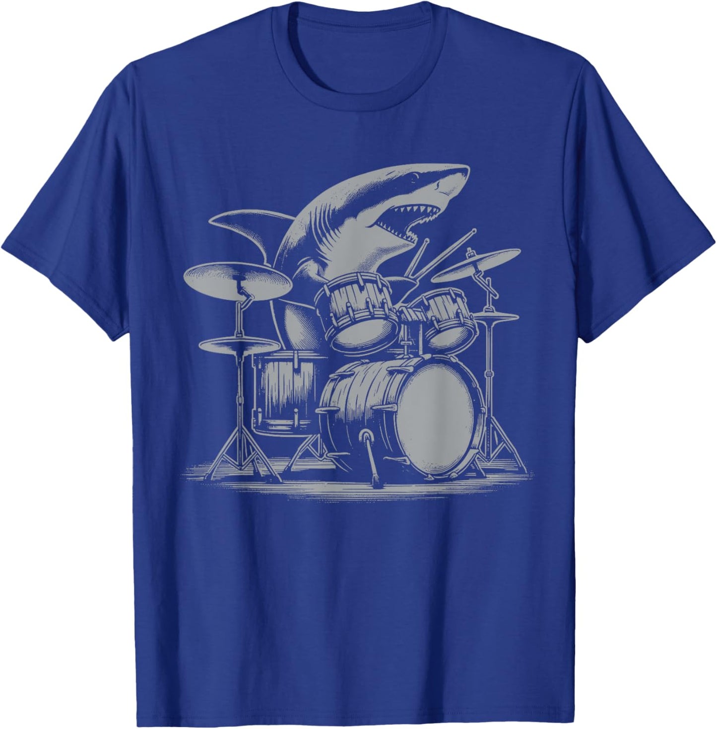 Funny Shark Drummer Drum Music Lover Vintage Boys Men Kids T-Shirt - T-Shirt | Royal