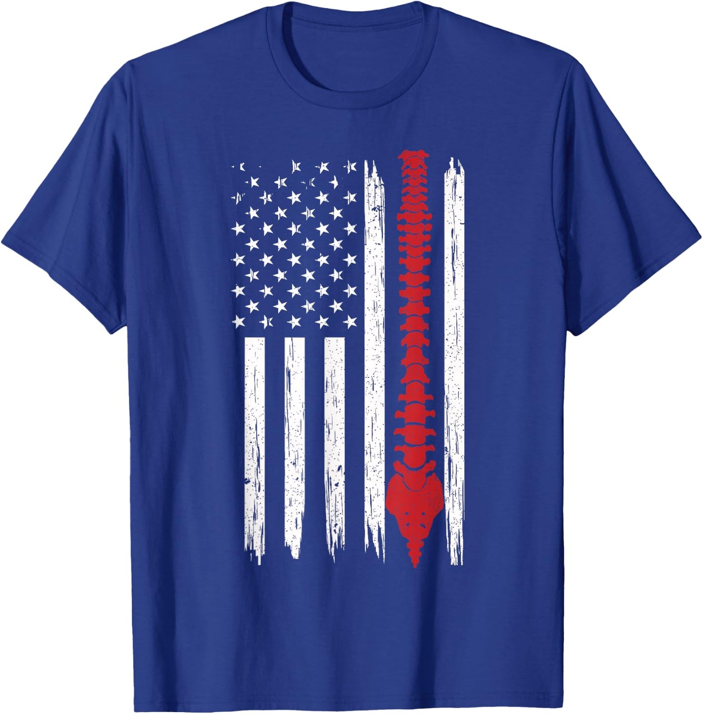 Patriotic Chiropractic American Flag Spinal Cord Ideas T-Shirt - T-Shirt | Royal