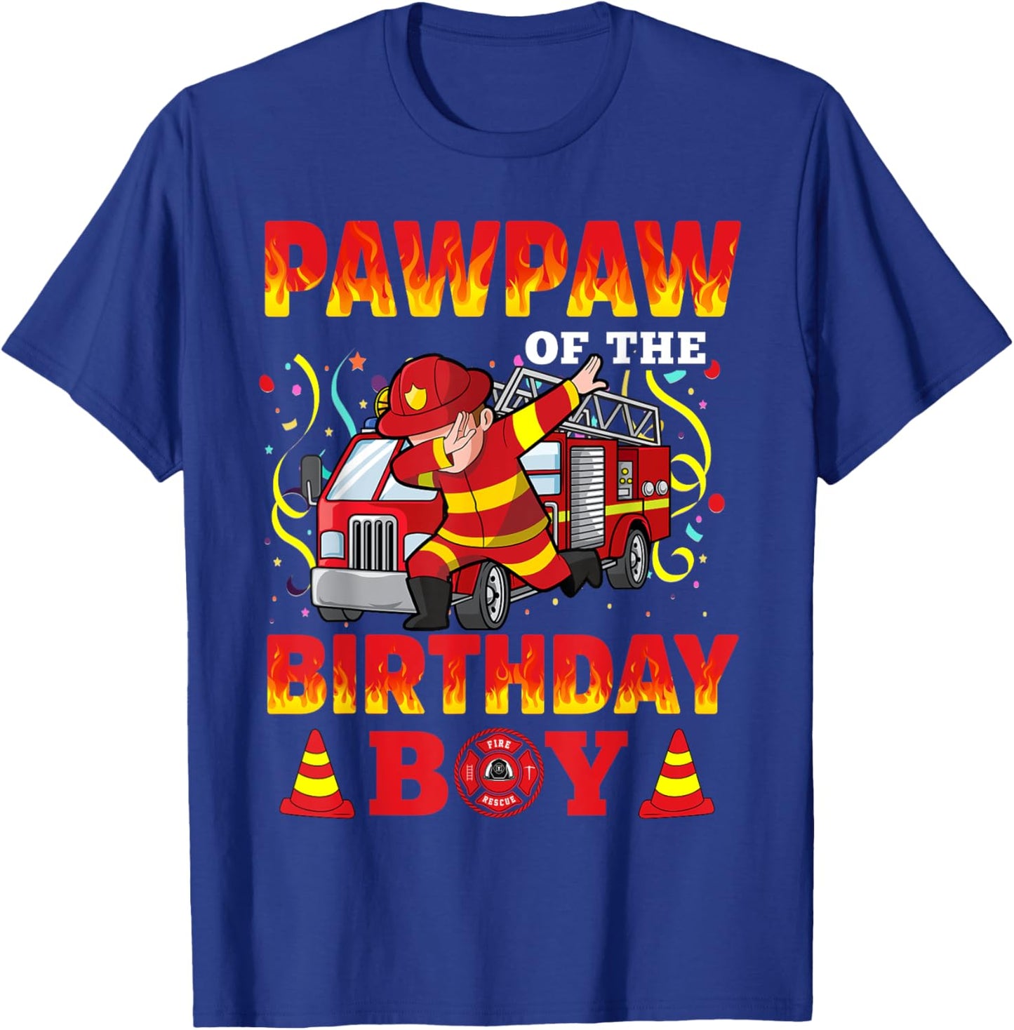 Pawpaw Of The Birthday Boy Fire Truck Firefighter Boys T-Shirt - T-Shirt | Royal