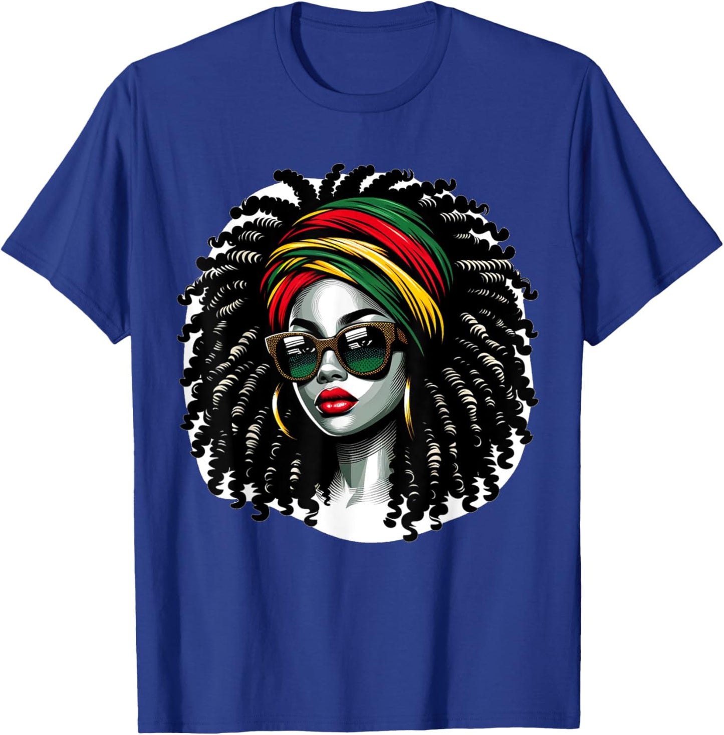 Afro Woman African Melanin Headscarf Nubian Black History T-Shirt - T-Shirt | Royal