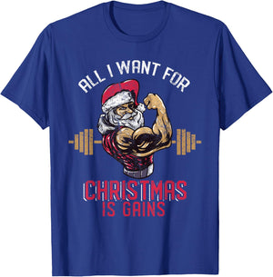 Funny Christmas Weightlifting Workout T-Shirt - T-Shirt | Royal