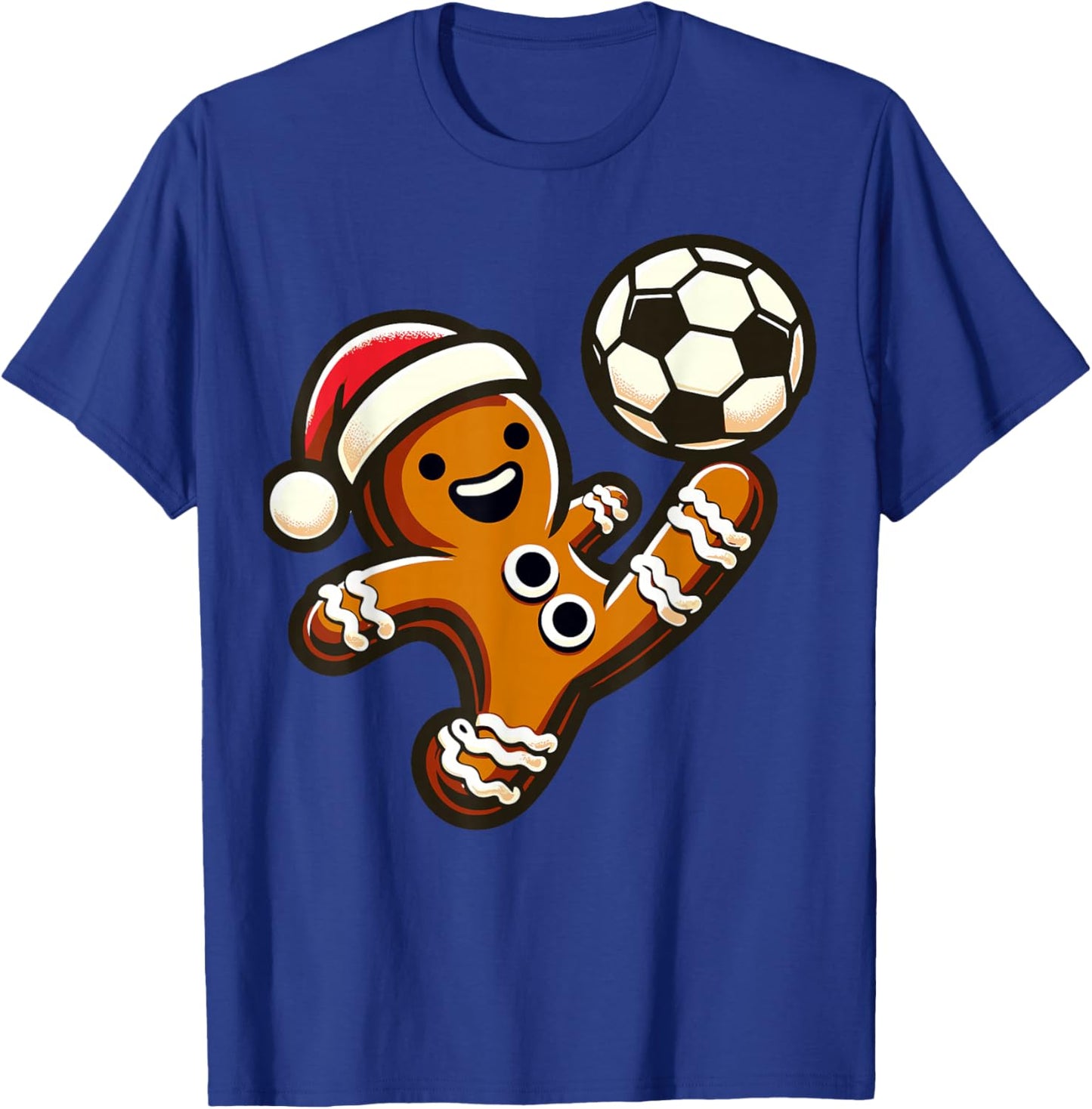 Gingerbread Play Football Bicycle Kick, Cookie Christmas T-Shirt - T-Shirt | Royal