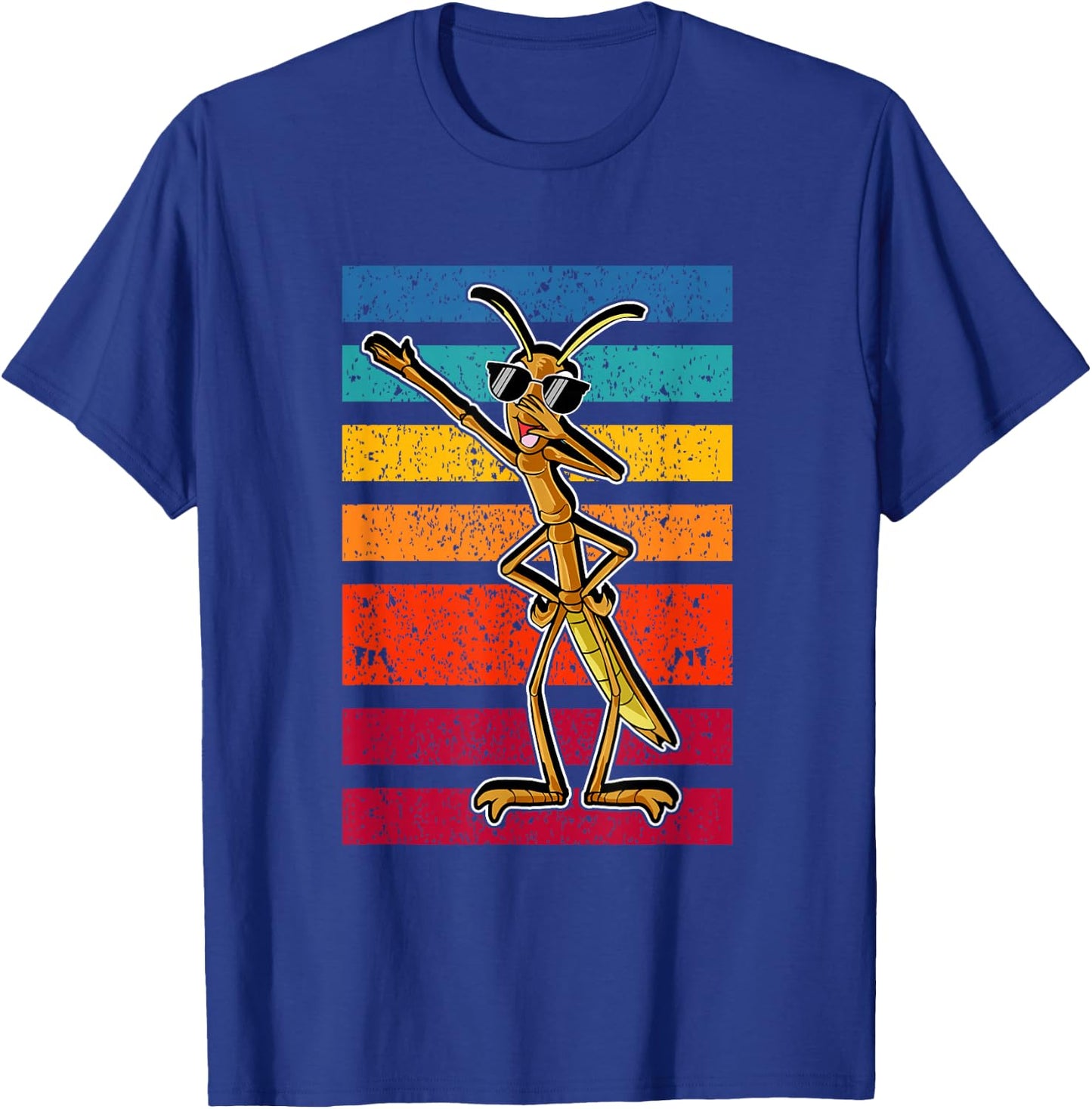 Dabbing Stick Bug Funny Insect Dancing Retro Style Humor T-Shirt - T-Shirt | Royal