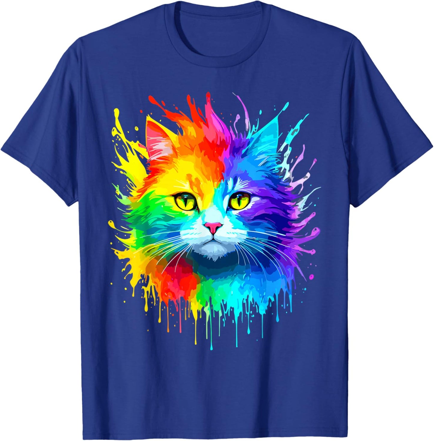 Rainbow Cat Women Girls Kitty Watercolor Cute Colorful Cat T-Shirt - T-Shirt | Royal