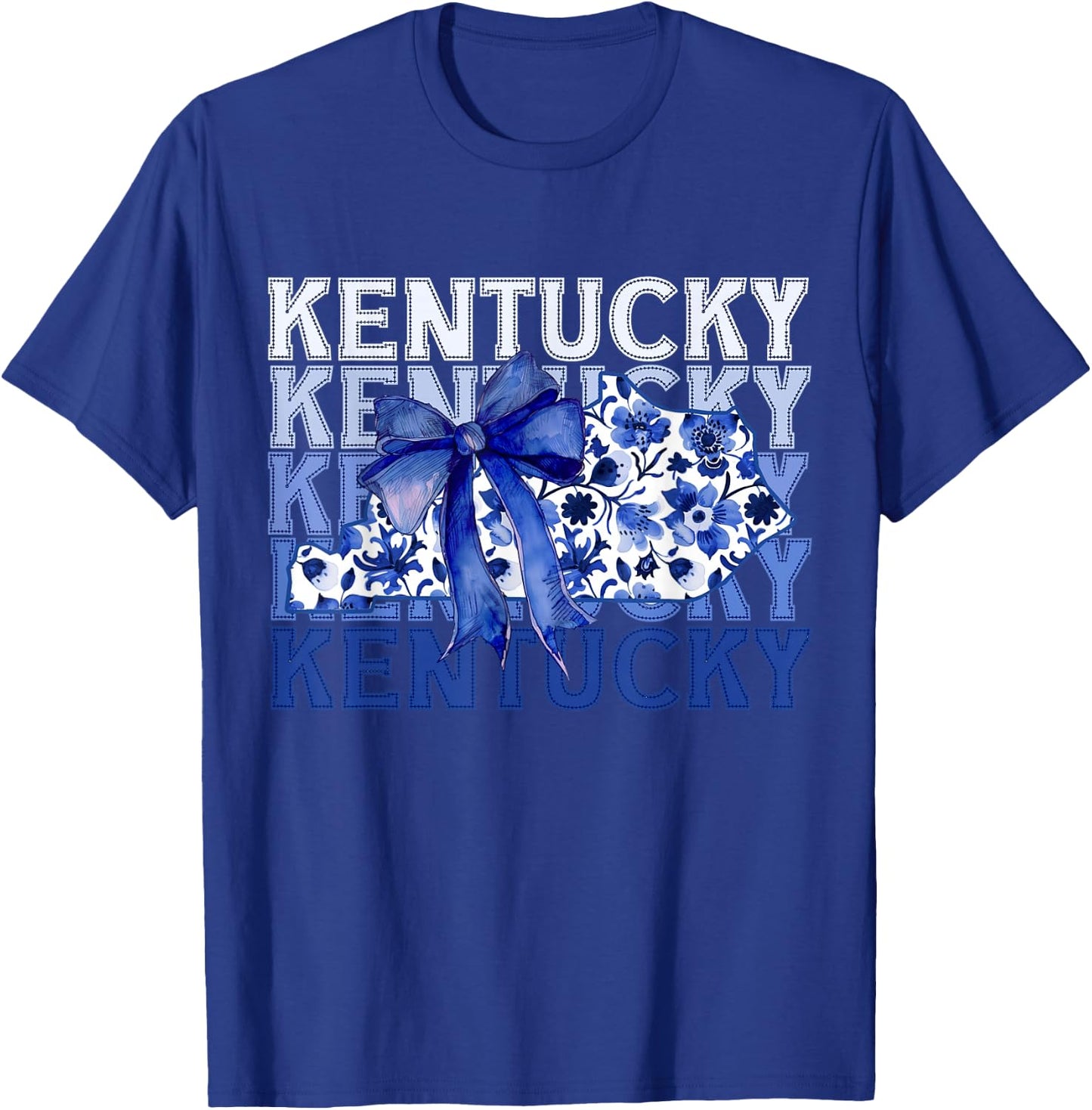 Coquette Blue Floral Bow Kentucky T-Shirt - T-Shirt | Royal