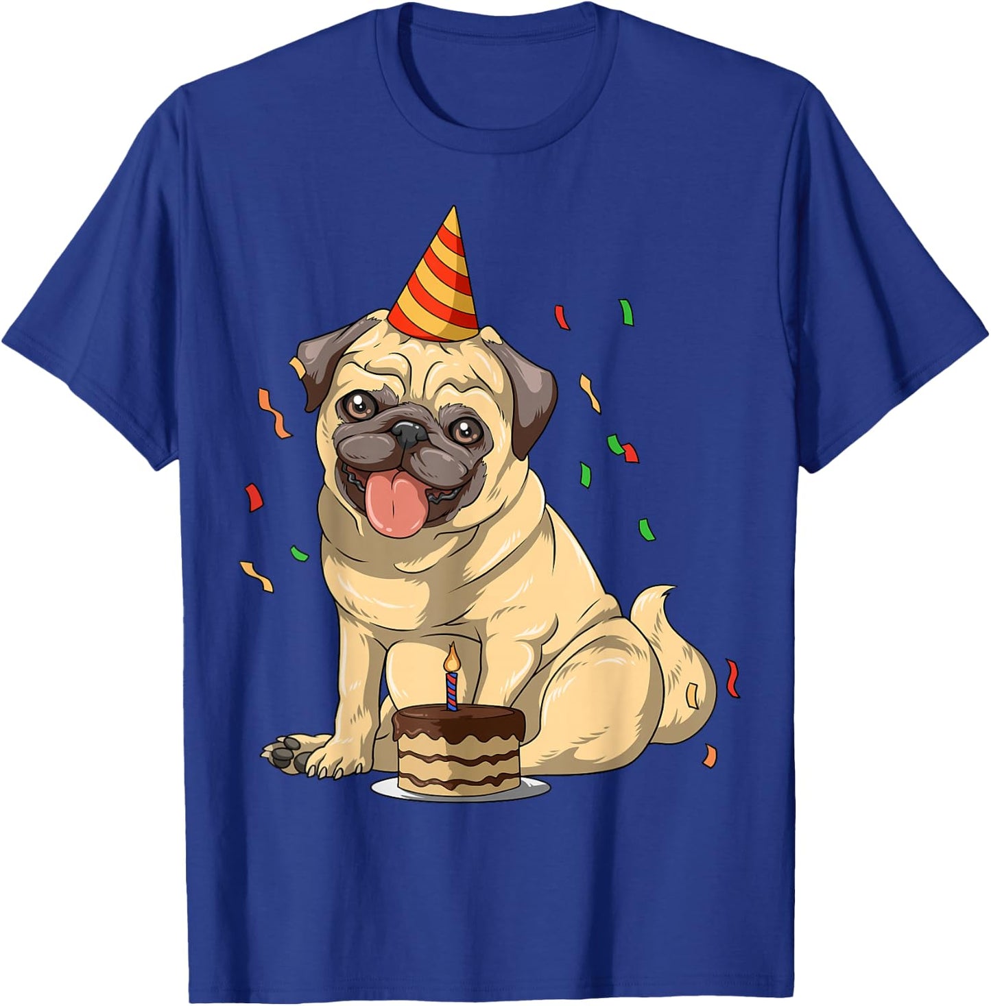 SurrealPug Co. Pug Theme - Men's Black Cartoon Animal Print Pug Birthday Party - Small T-Shirt - T-Shirt | Royal