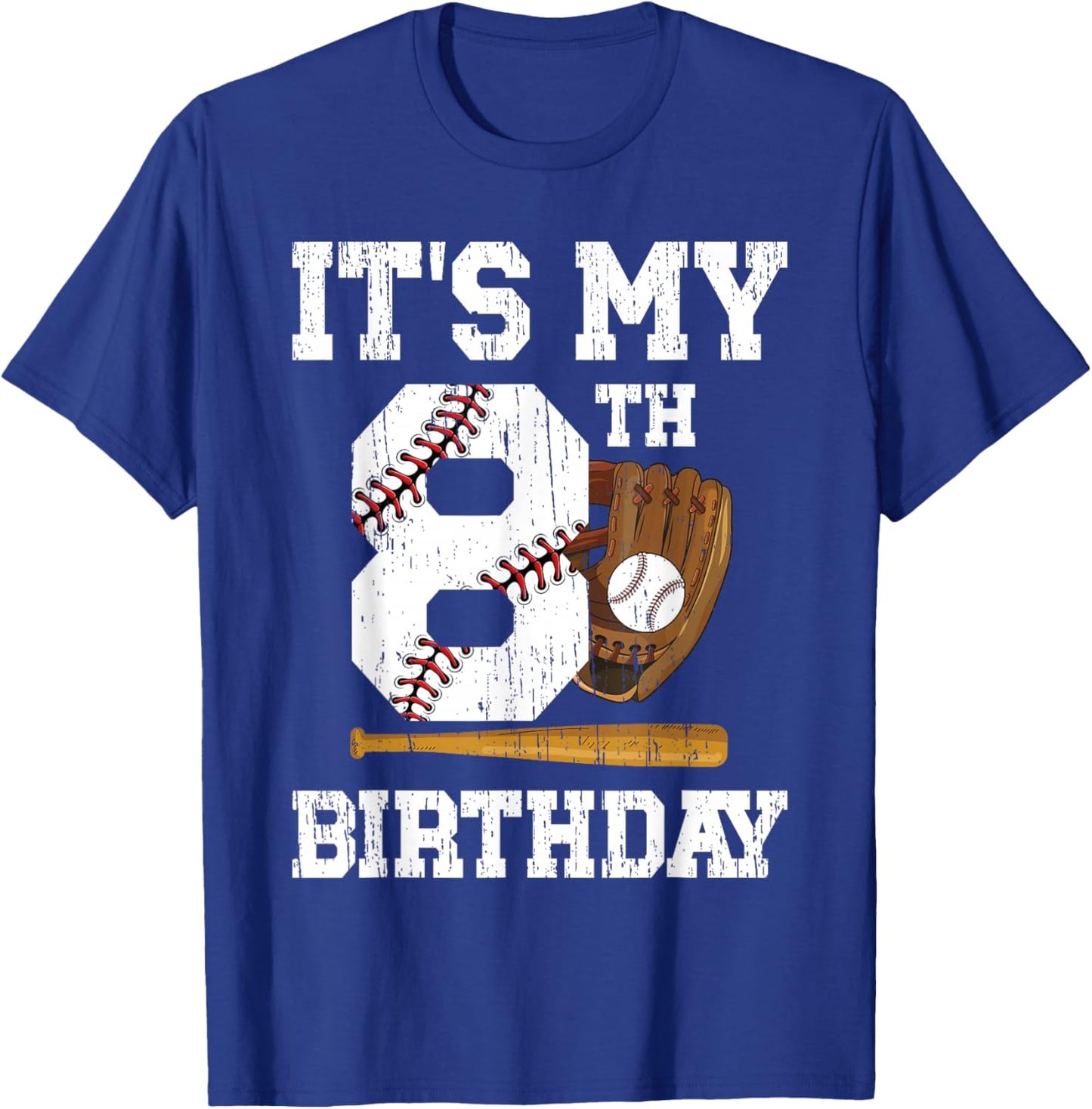 My 8th Birthday Baseball Boy Eight Year Old Baseball Player T-Shirt - T-Shirt | Royal