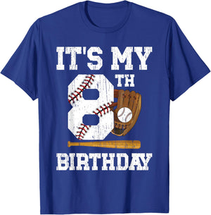 My 8th Birthday Baseball Boy Eight Year Old Baseball Player T-Shirt - T-Shirt | Royal