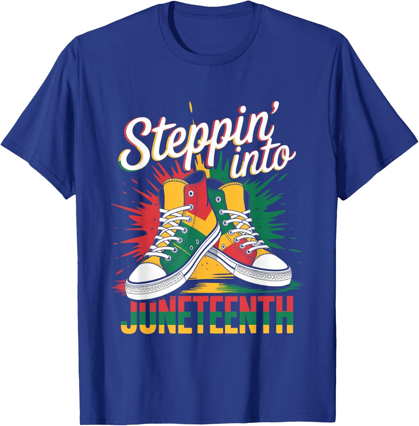 Stepping Into Juneteenth Afro Woman Black Girls Sneakers Men T-Shirt - T-Shirt | Royal