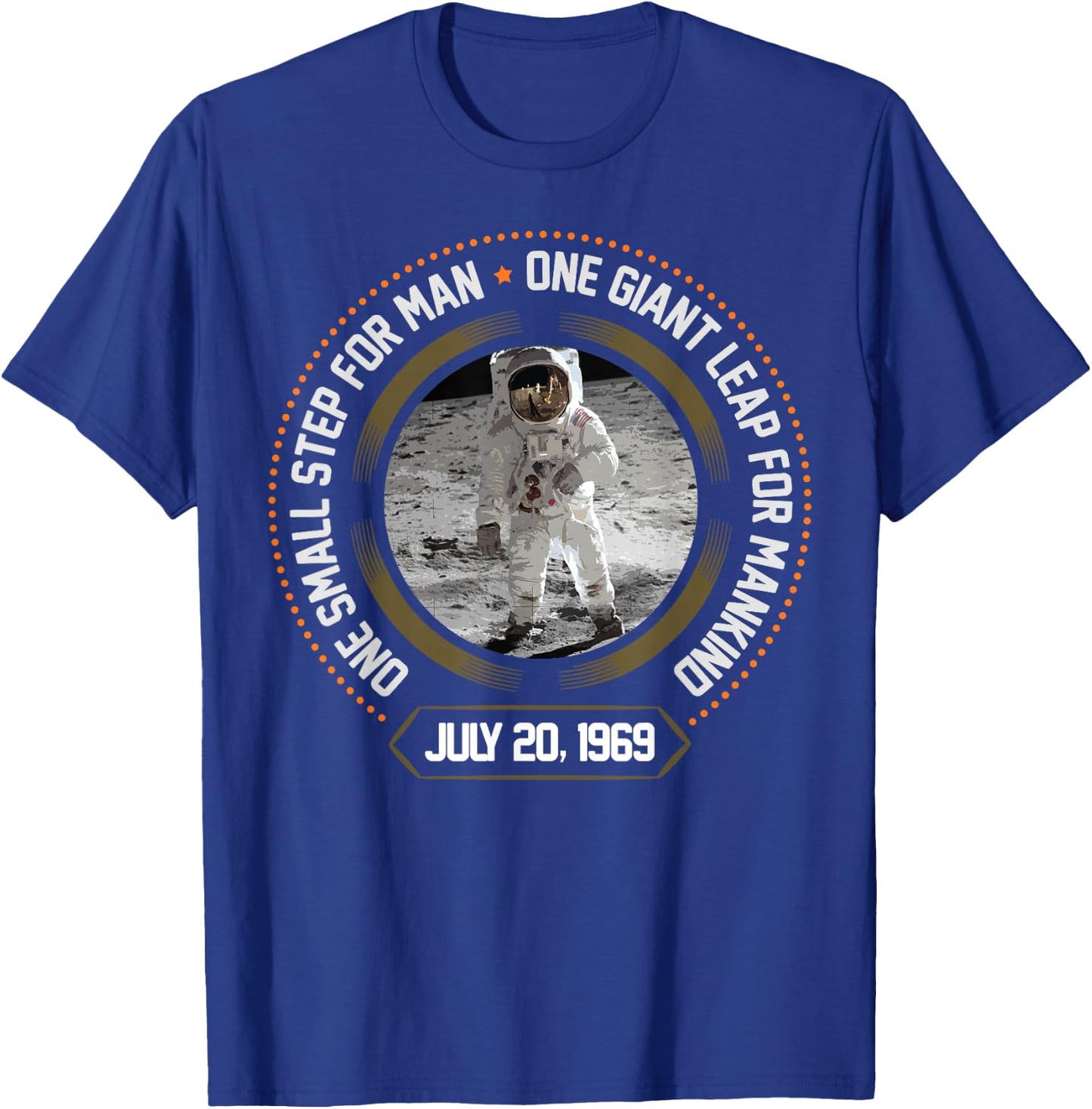 Apollo 11 One Small Step for Man July 1969 Moon Gift T-Shirt - T-Shirt | Royal